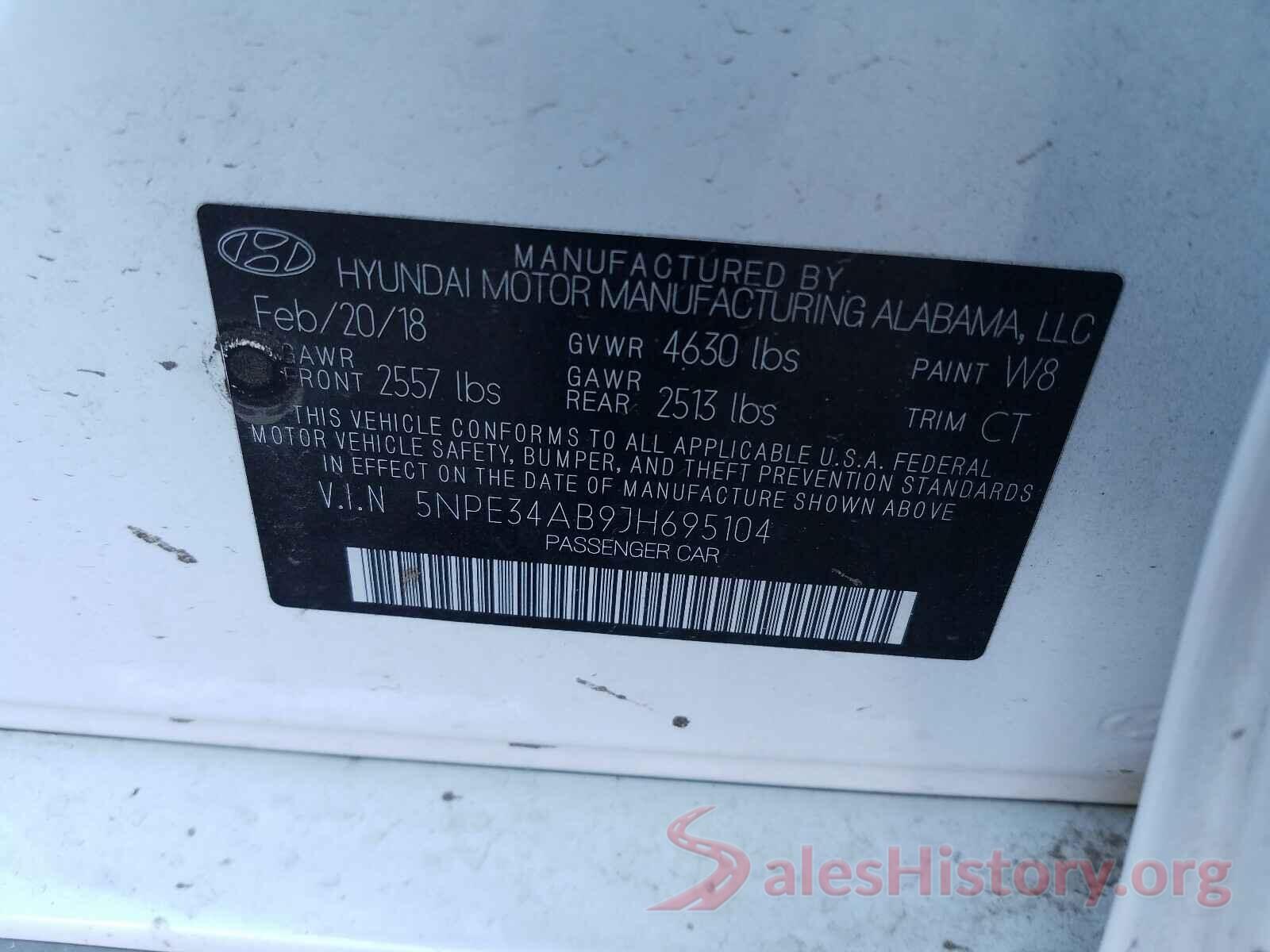 5NPE34AB9JH695104 2018 HYUNDAI SONATA