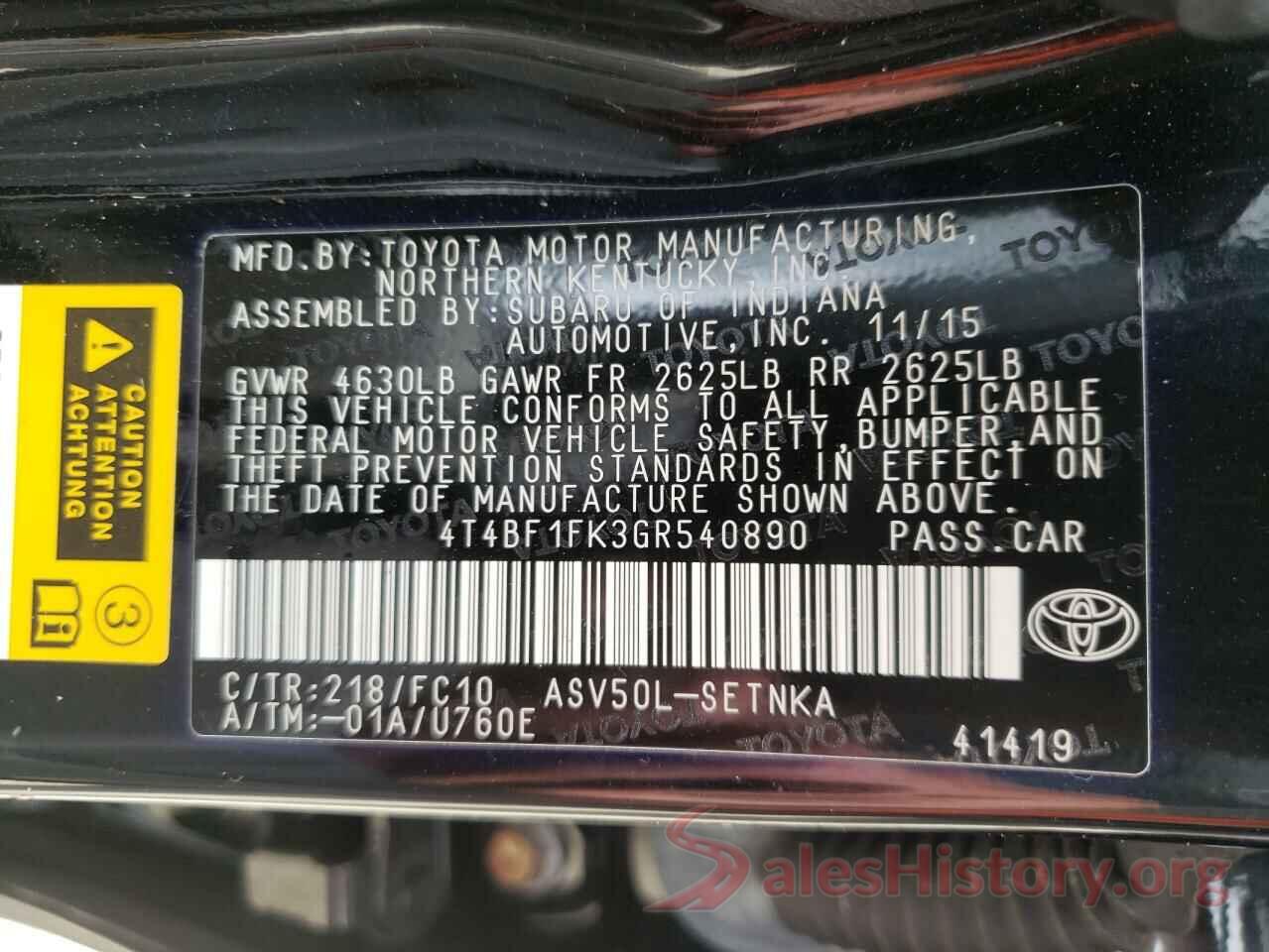 4T4BF1FK3GR540890 2016 TOYOTA CAMRY