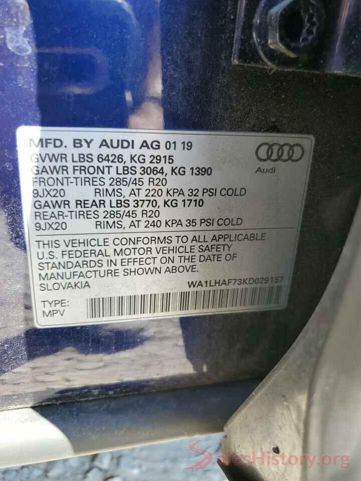 WA1LHAF73KD029157 2019 AUDI Q7