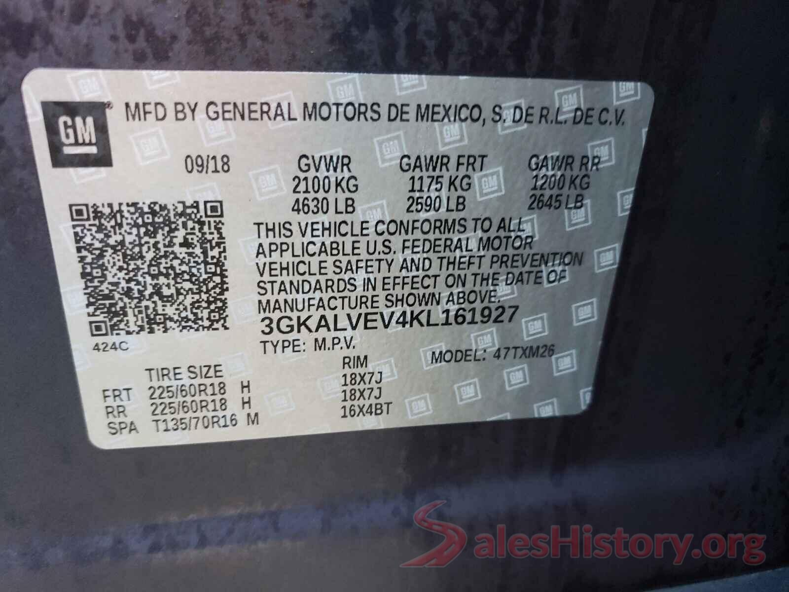 3GKALVEV4KL161927 2019 GMC TERRAIN