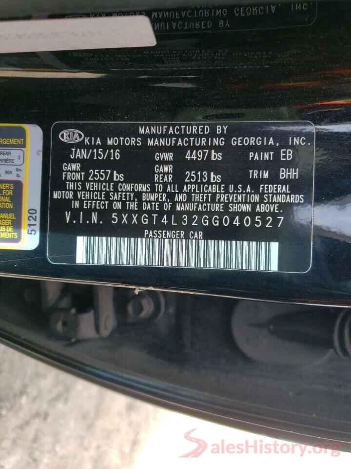 5XXGT4L32GG040527 2016 KIA OPTIMA