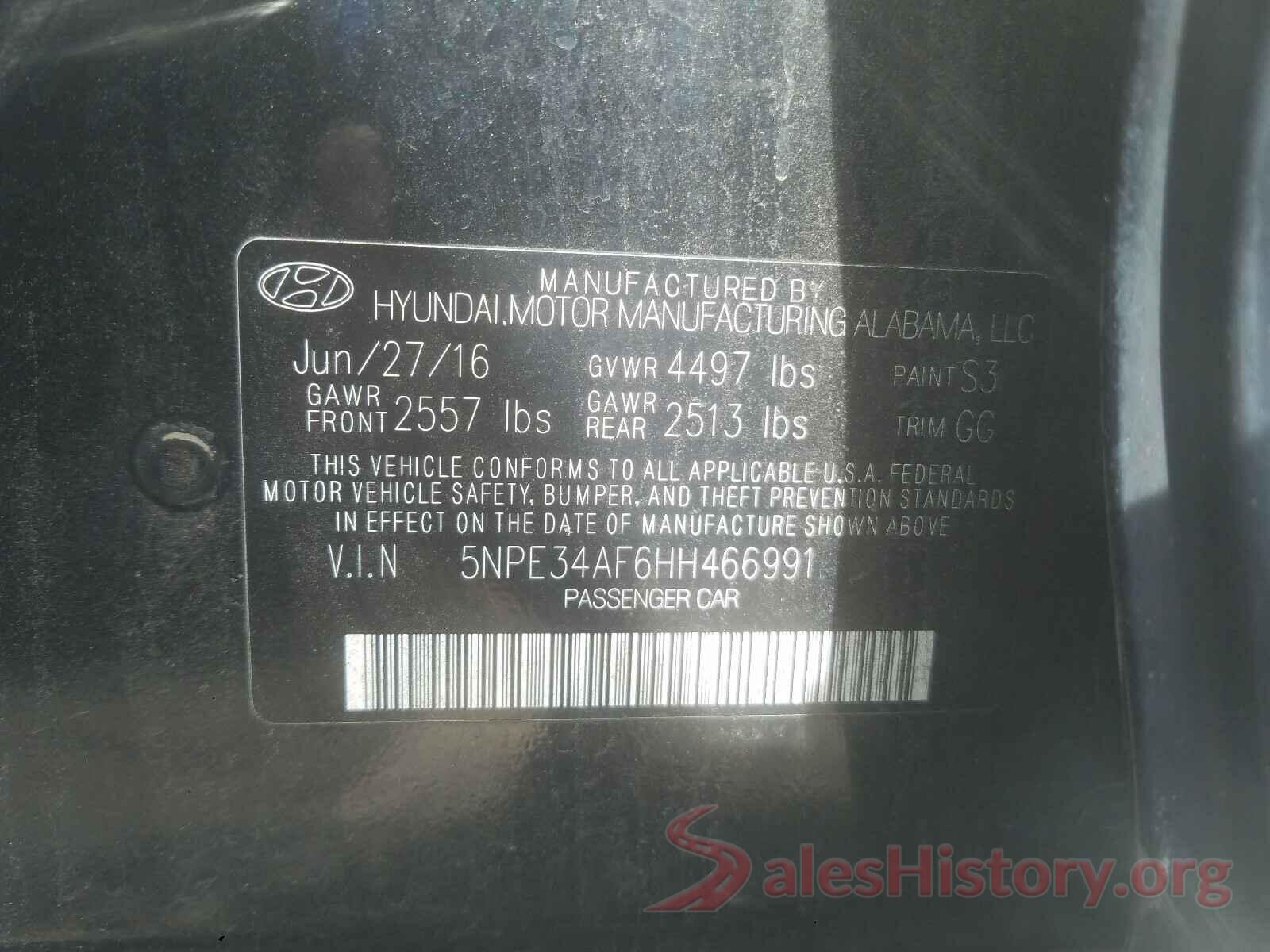 5NPE34AF6HH466991 2017 HYUNDAI SONATA