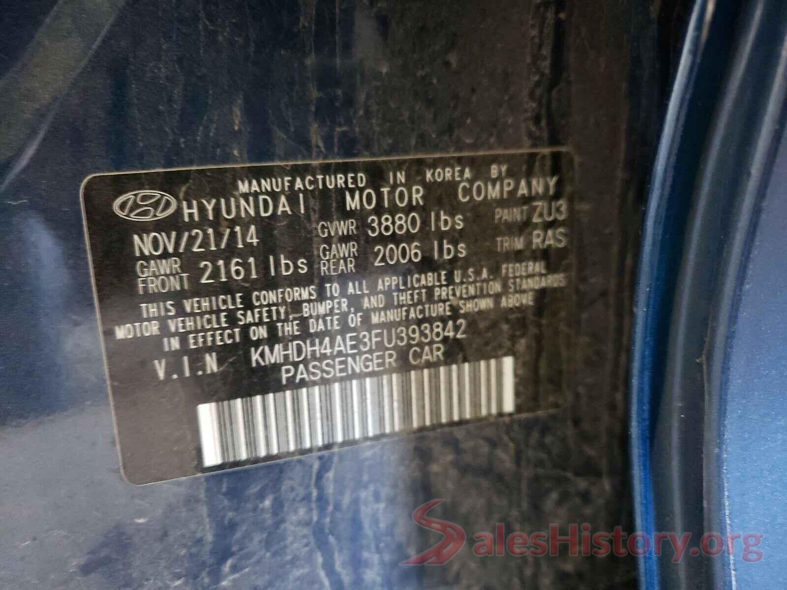 KMHDH4AE3FU393842 2015 HYUNDAI ELANTRA