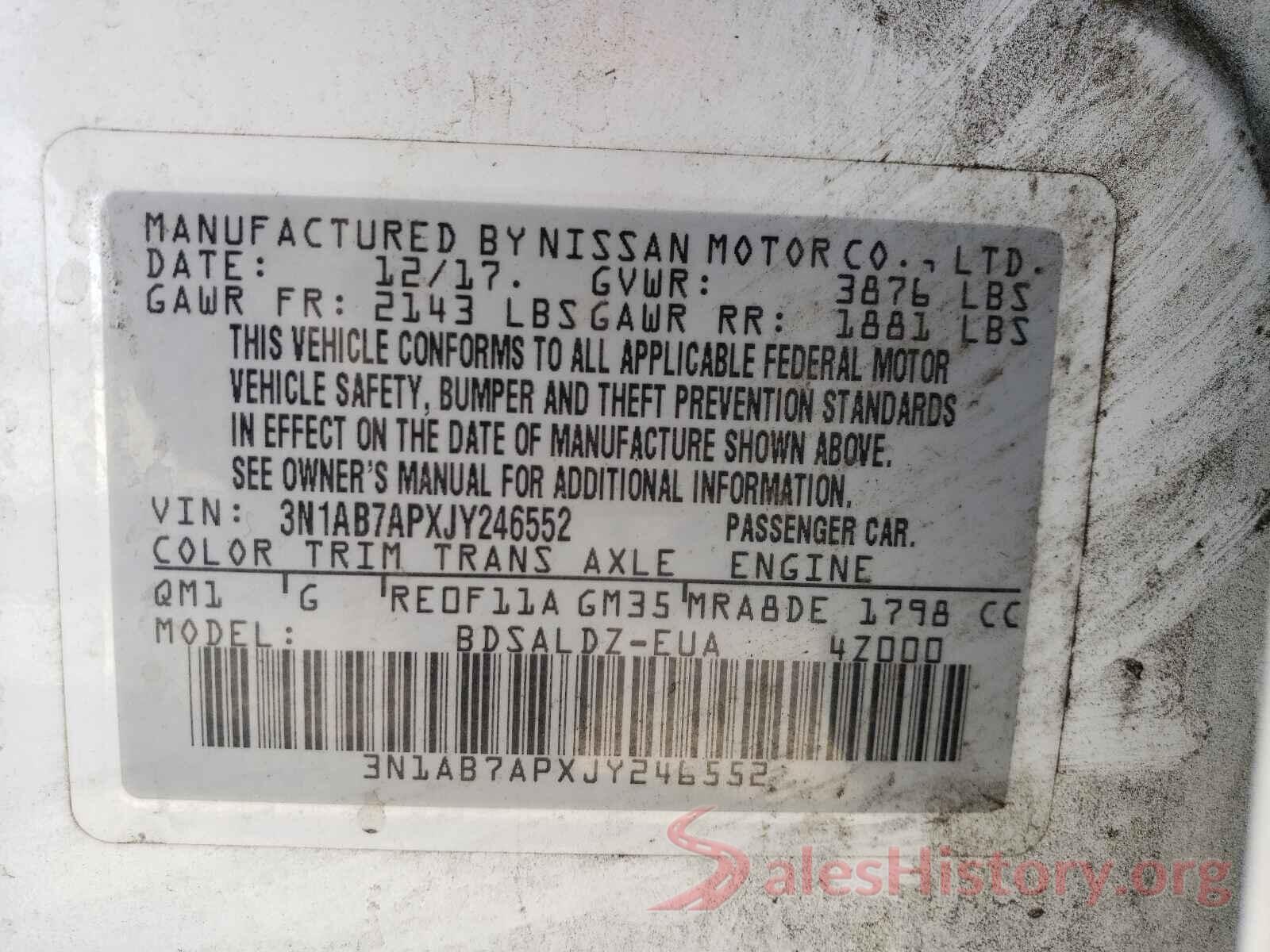 3N1AB7APXJY246552 2018 NISSAN SENTRA