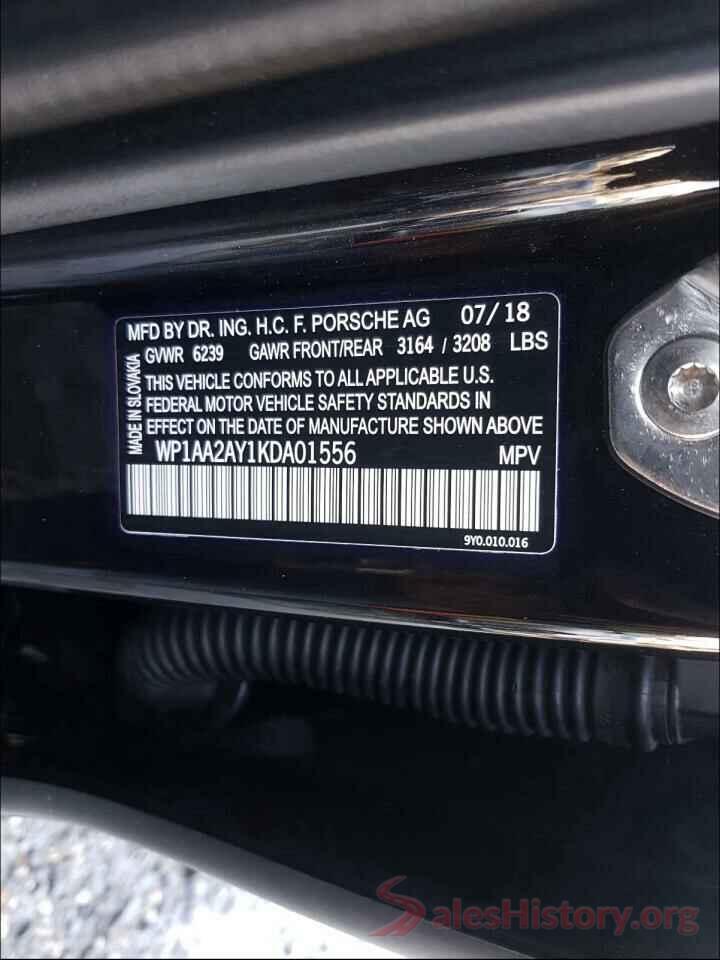 WP1AA2AY1KDA01556 2019 PORSCHE CAYENNE