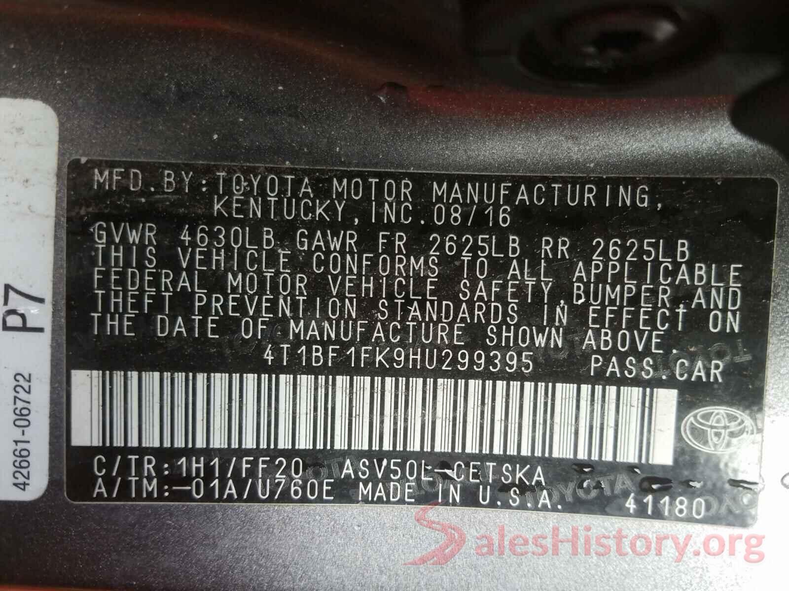 4T1BF1FK9HU299395 2017 TOYOTA CAMRY