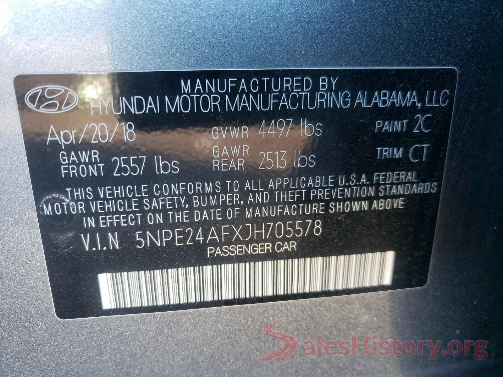 5NPE24AFXJH705578 2018 HYUNDAI SONATA