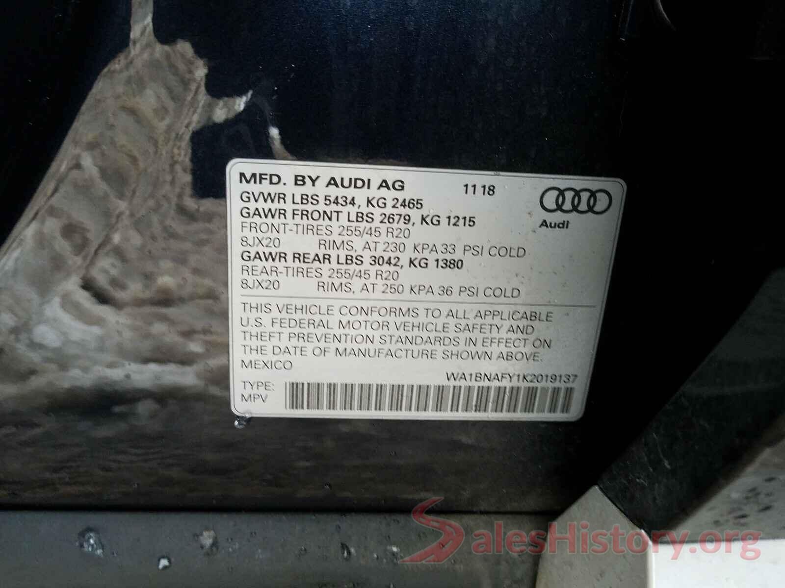 WA1BNAFY1K2019137 2019 AUDI Q5