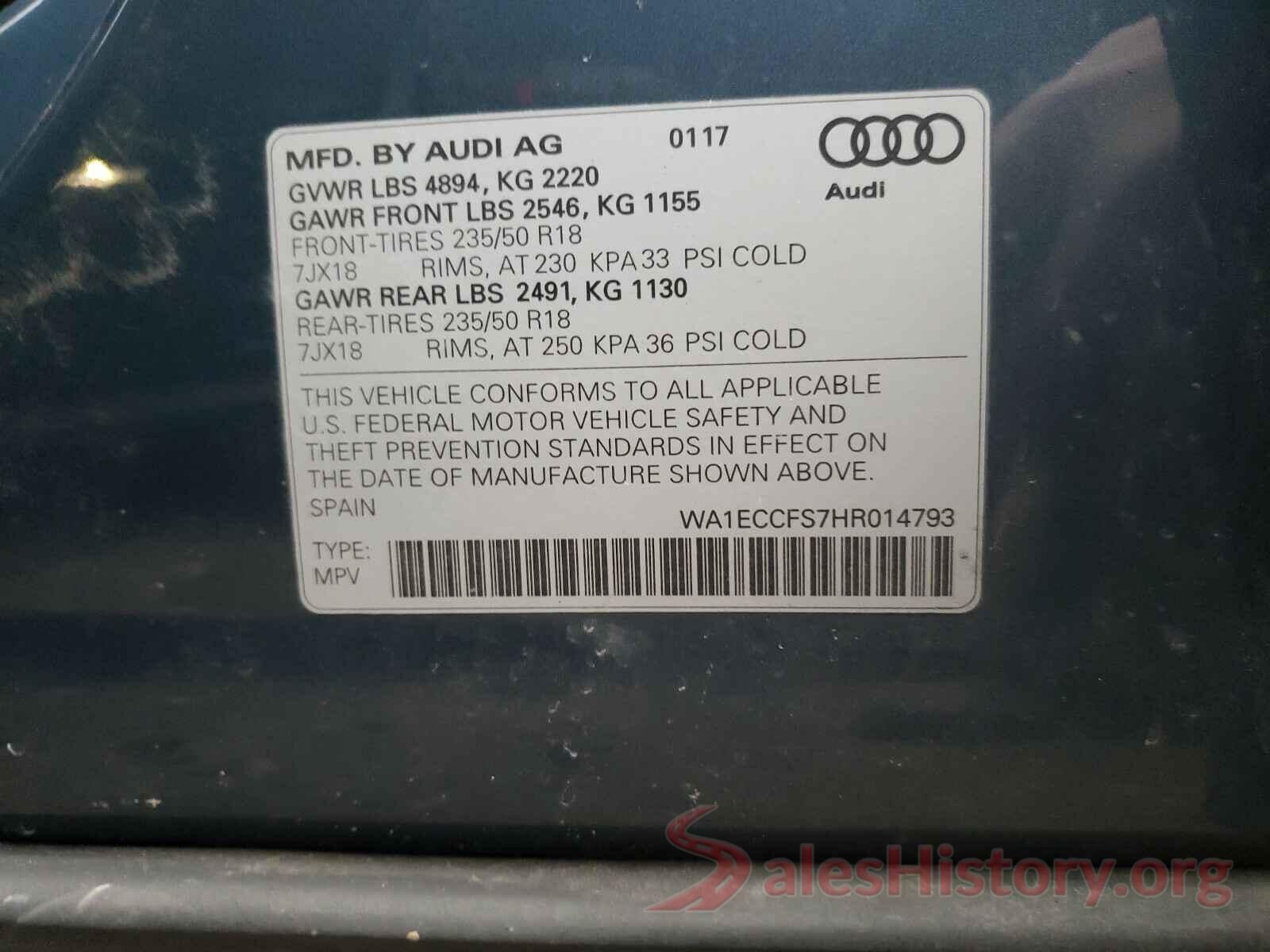 WA1ECCFS7HR014793 2017 AUDI Q3