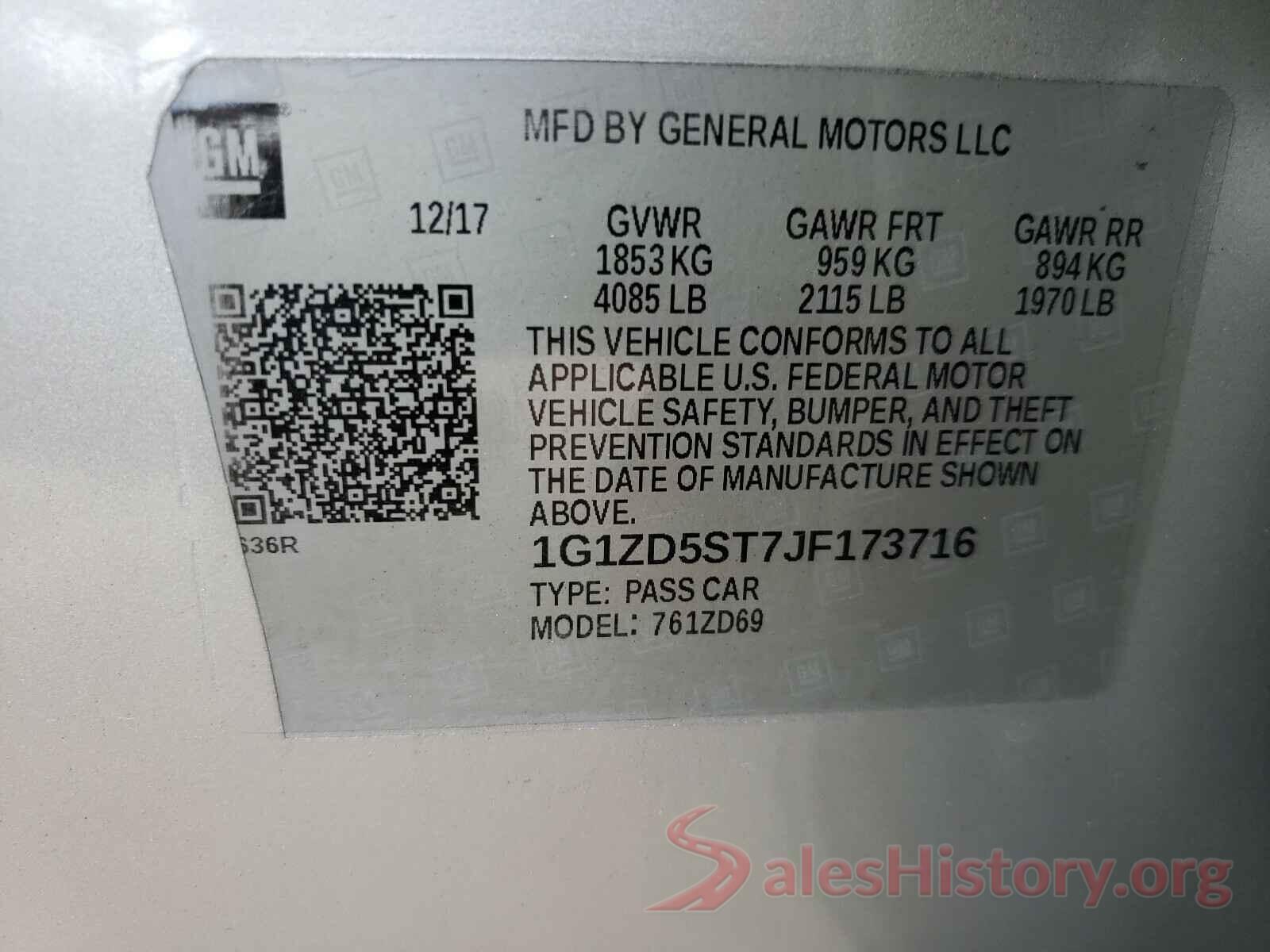 1G1ZD5ST7JF173716 2018 CHEVROLET MALIBU