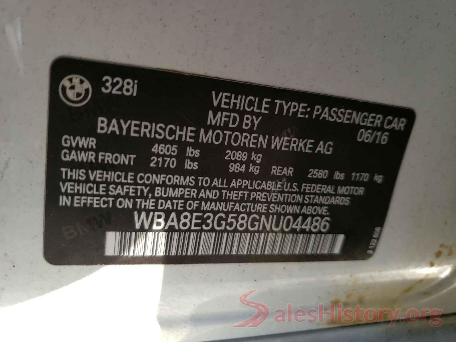 WBA8E3G58GNU04486 2016 BMW 3 SERIES