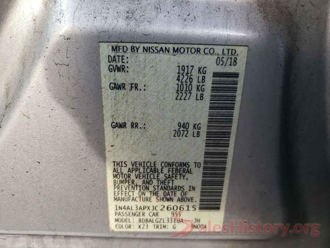 1N4AL3APXJC260615 2018 NISSAN ALTIMA