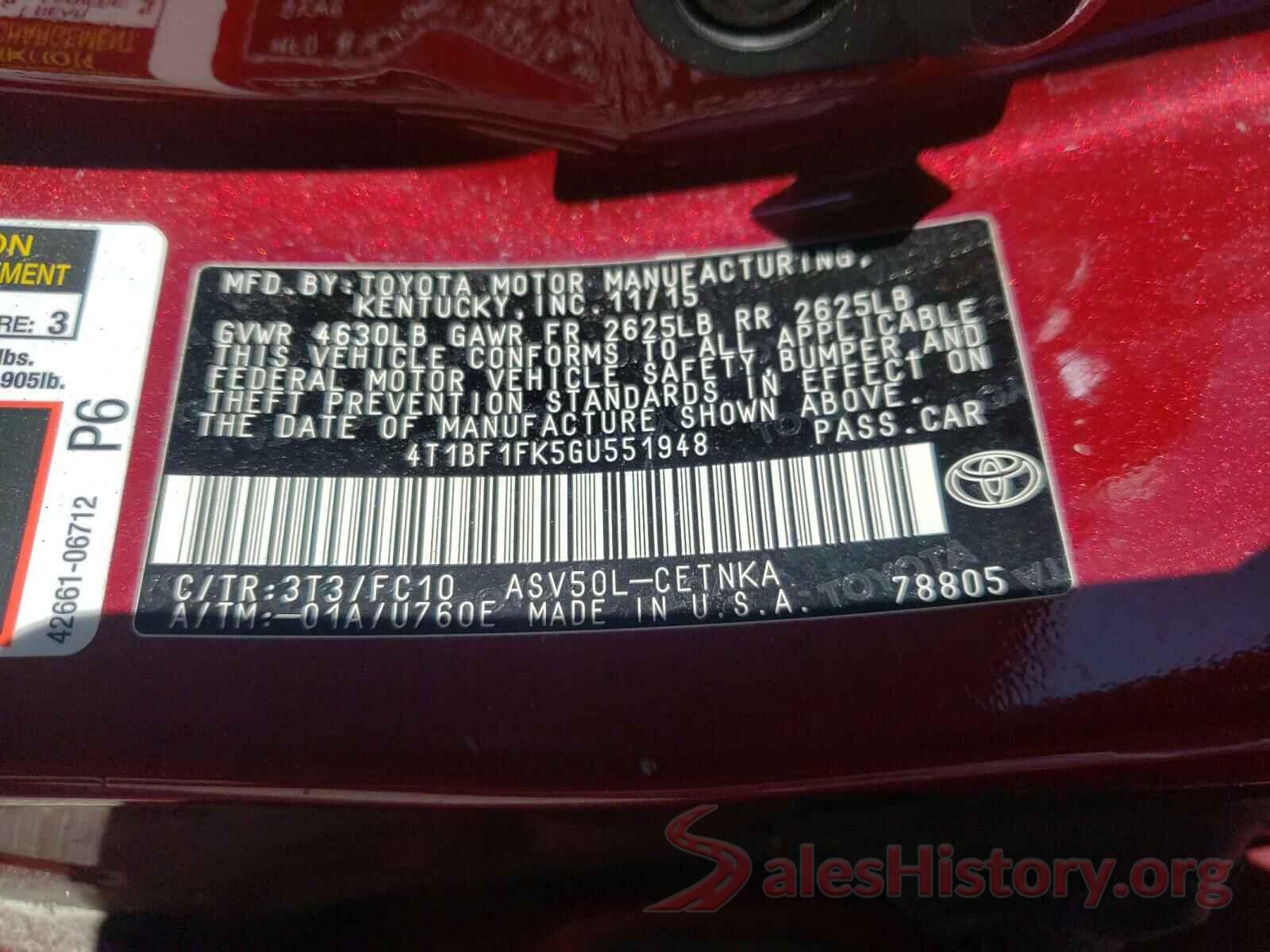 4T1BF1FK5GU551948 2016 TOYOTA CAMRY