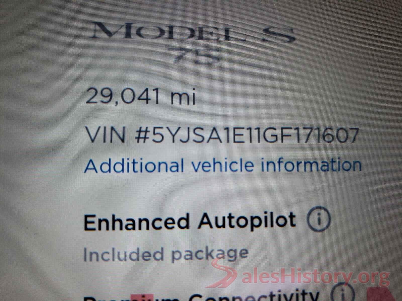 5YJSA1E11GF171607 2016 TESLA MODEL S