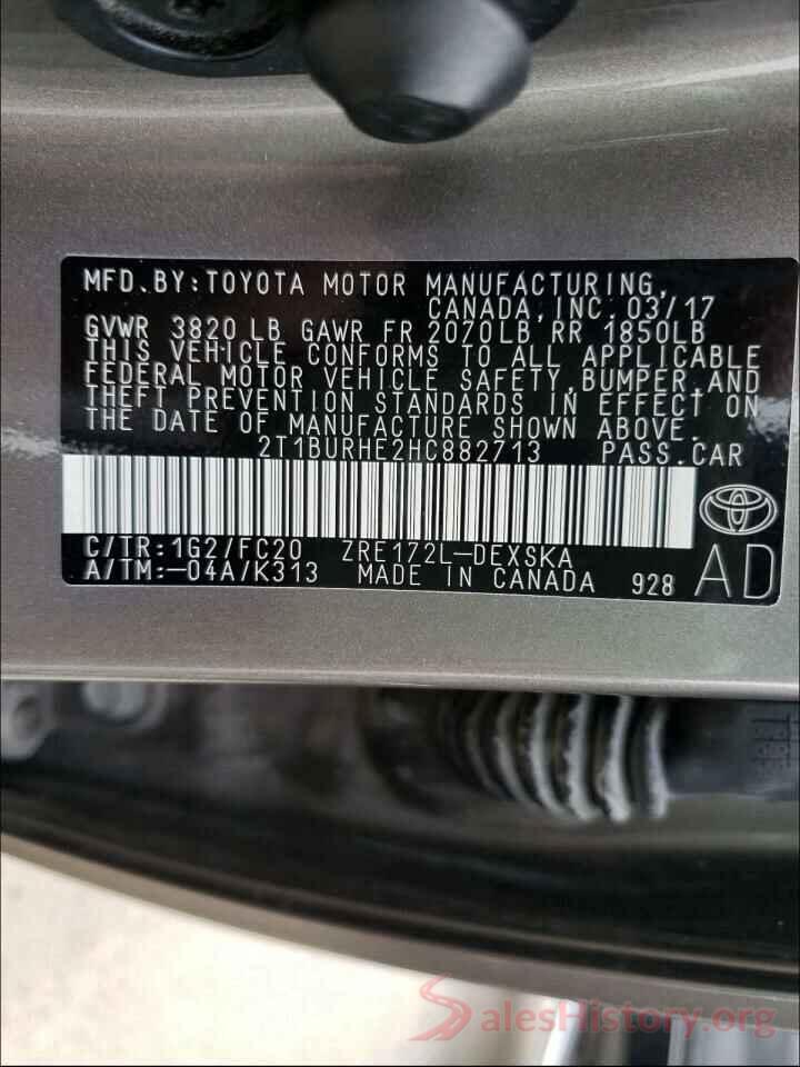 2T1BURHE2HC882713 2017 TOYOTA COROLLA