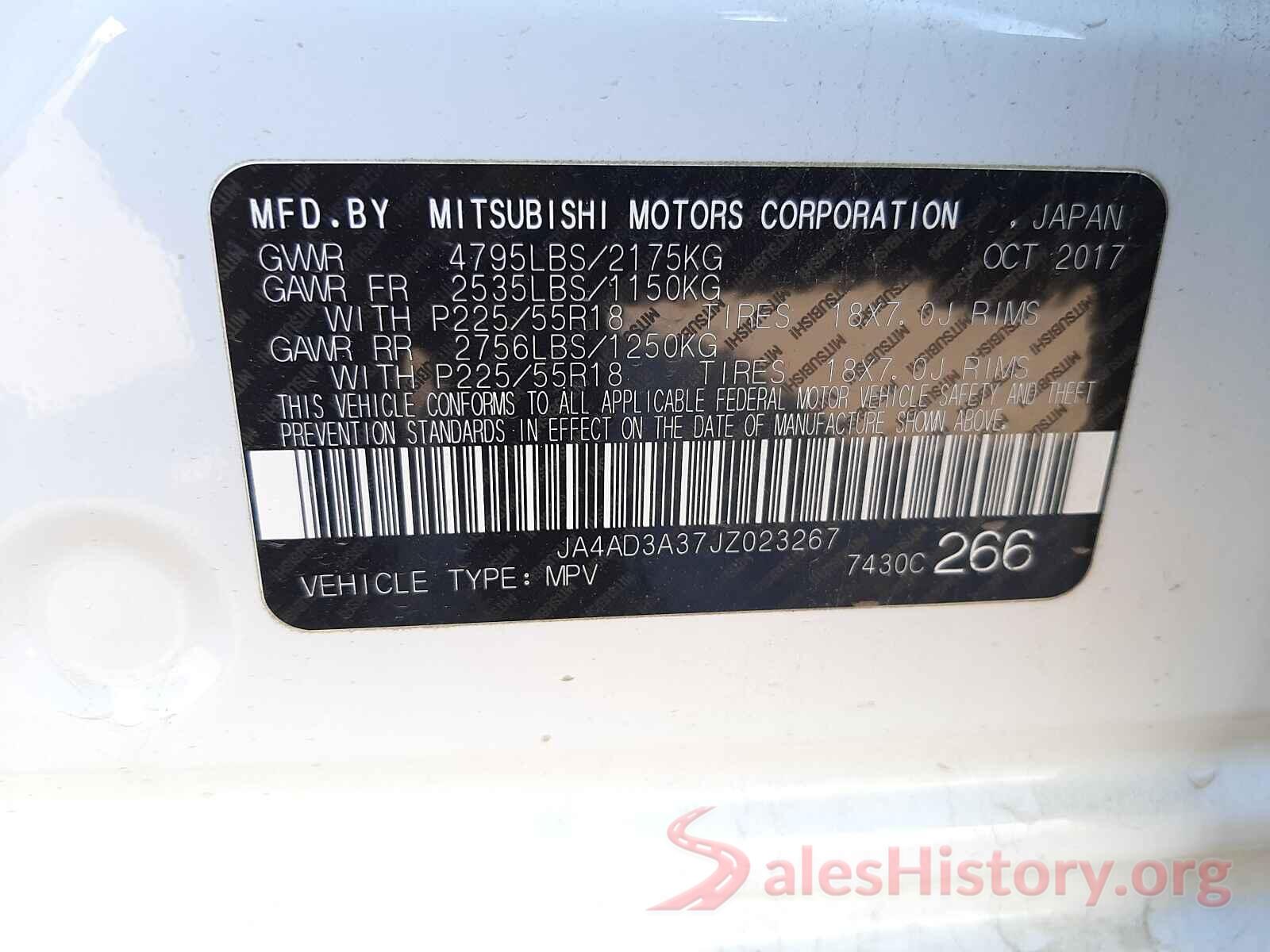 JA4AD3A37JZ023267 2018 MITSUBISHI OUTLANDER