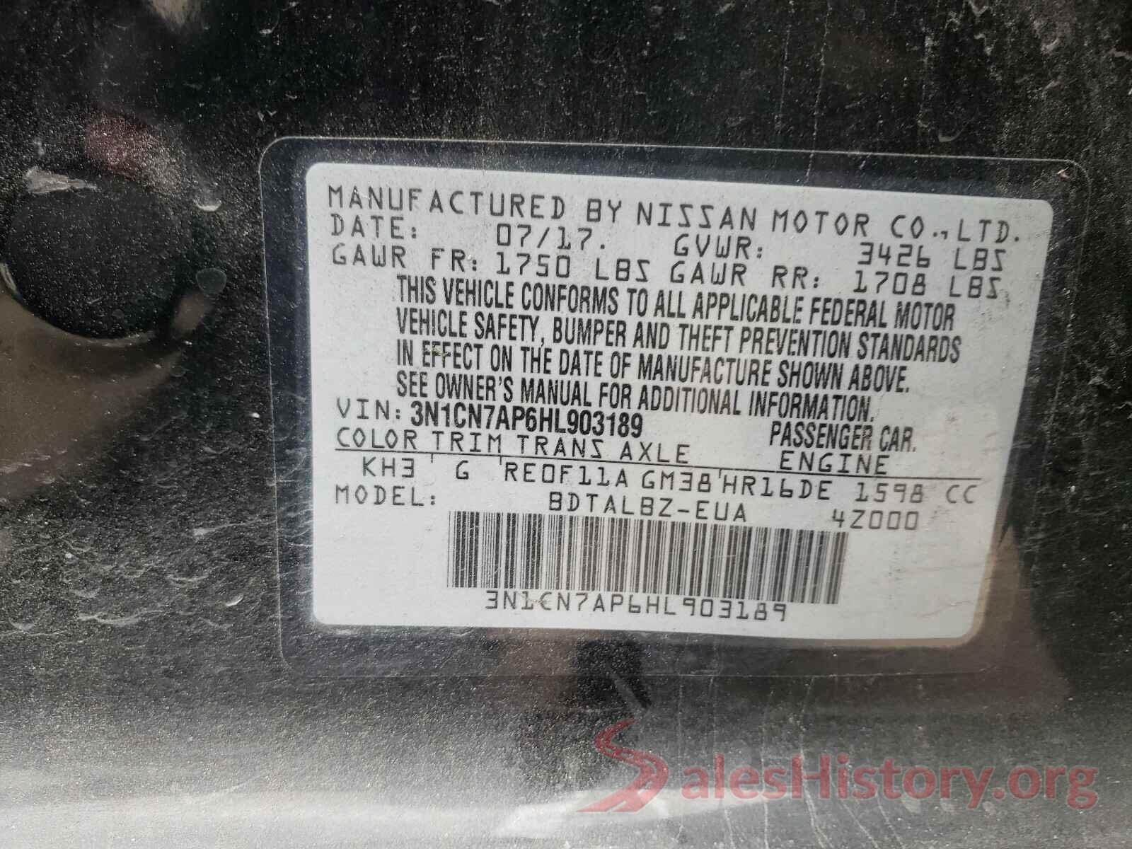 3N1CN7AP6HL903189 2017 NISSAN VERSA