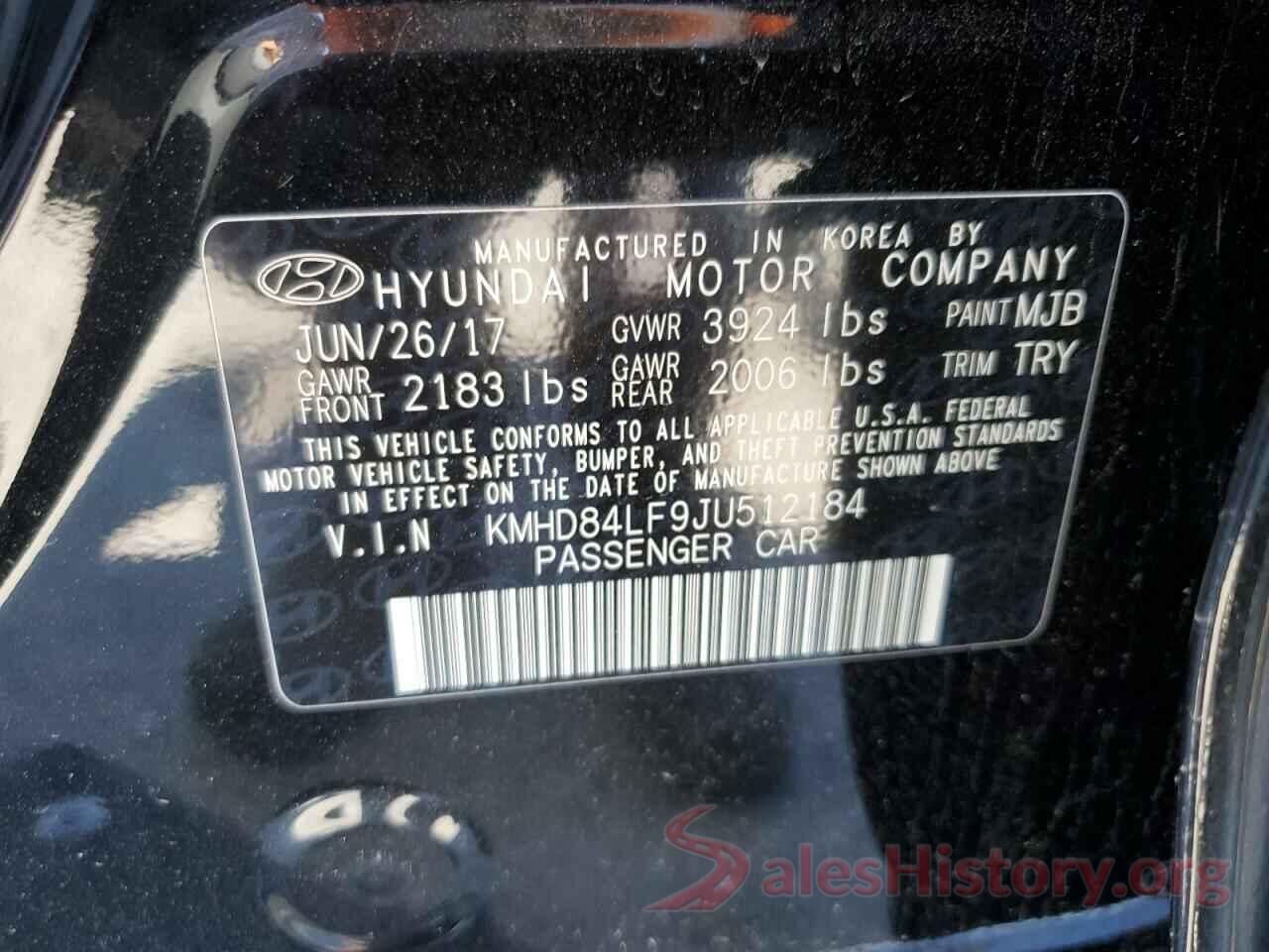 KMHD84LF9JU512184 2018 HYUNDAI ELANTRA