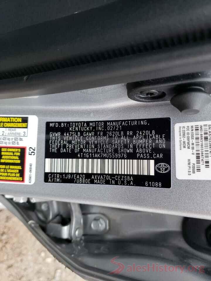 4T1G11AK7MU559976 2021 TOYOTA CAMRY