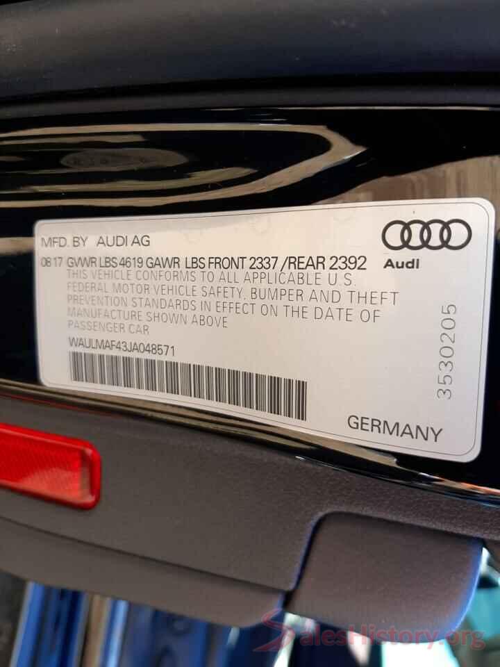 WAULMAF43JA048571 2018 AUDI A4