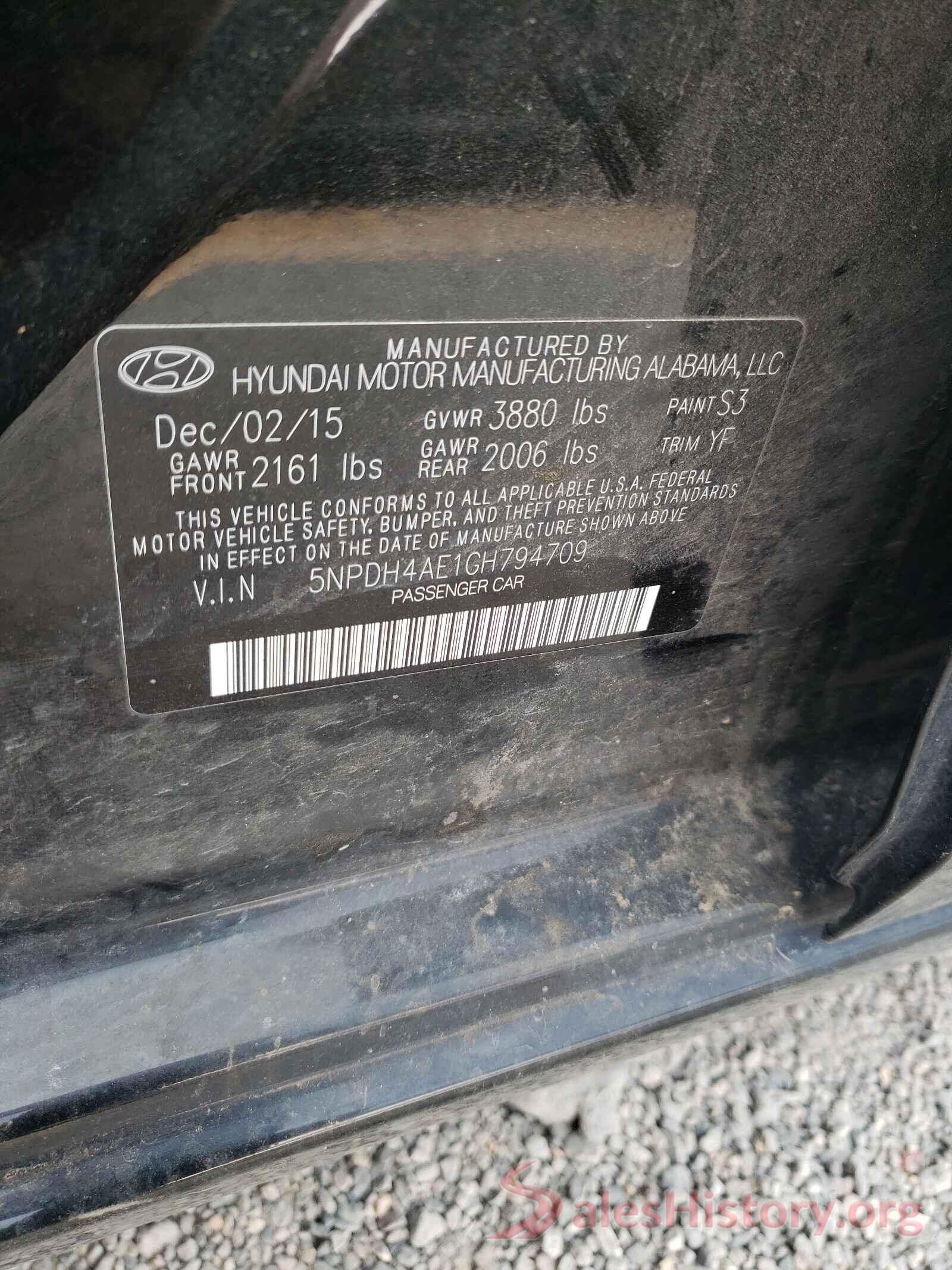 5NPDH4AE1GH794709 2016 HYUNDAI ELANTRA