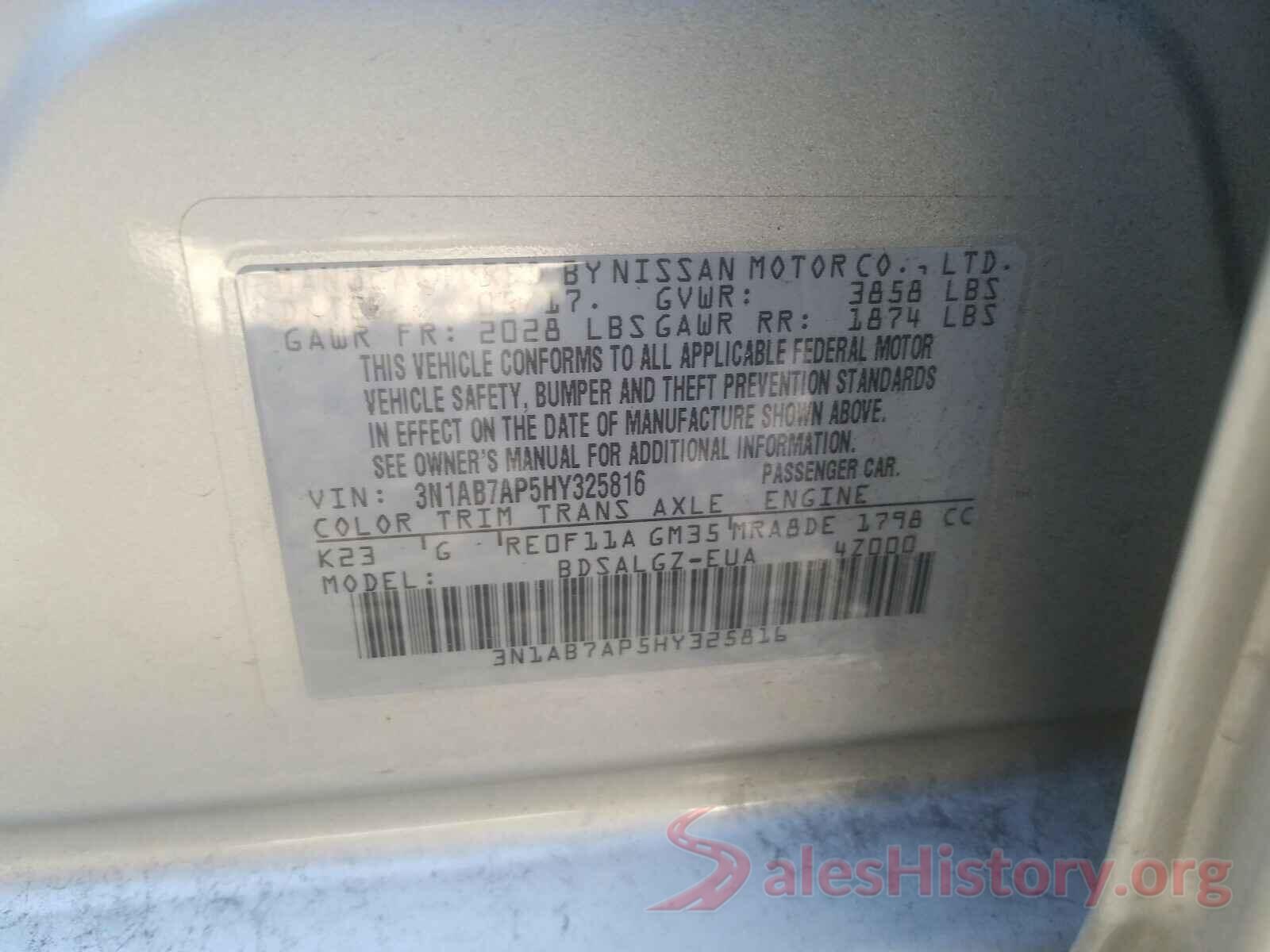 3N1AB7AP5HY325816 2017 NISSAN SENTRA