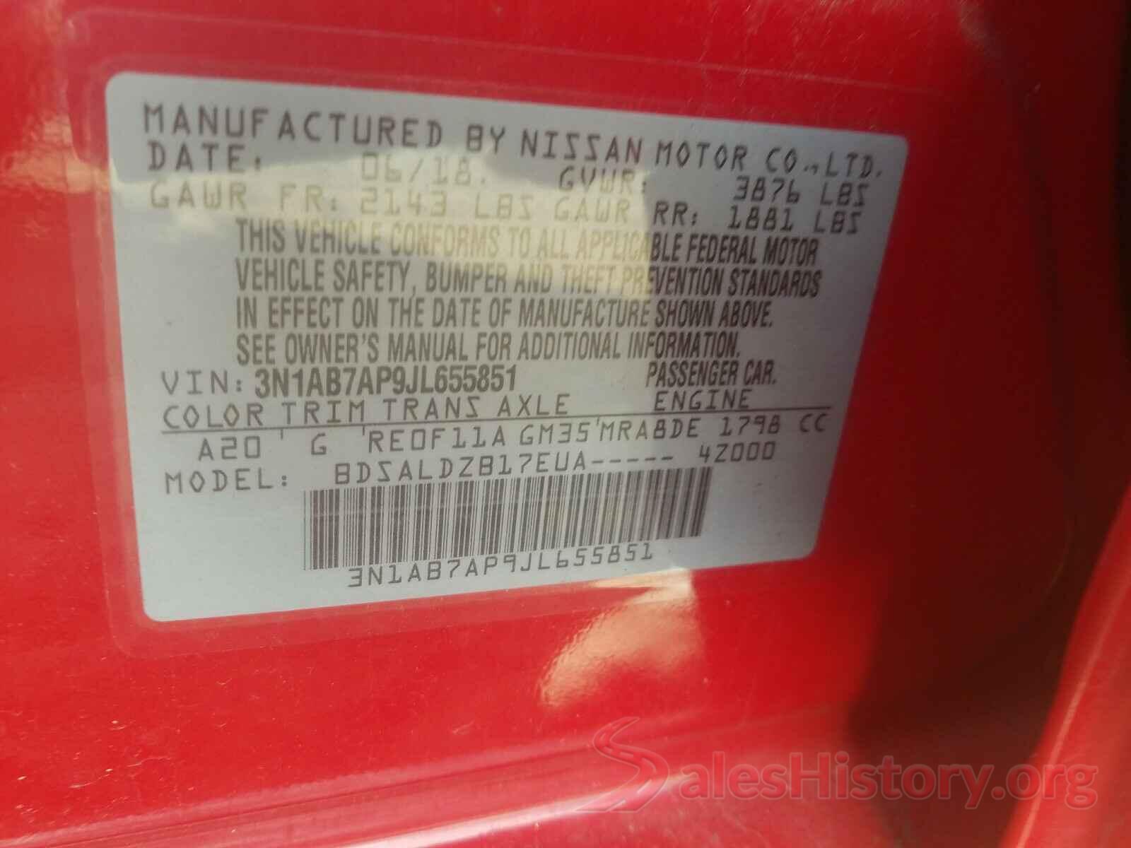 3N1AB7AP9JL655851 2018 NISSAN SENTRA