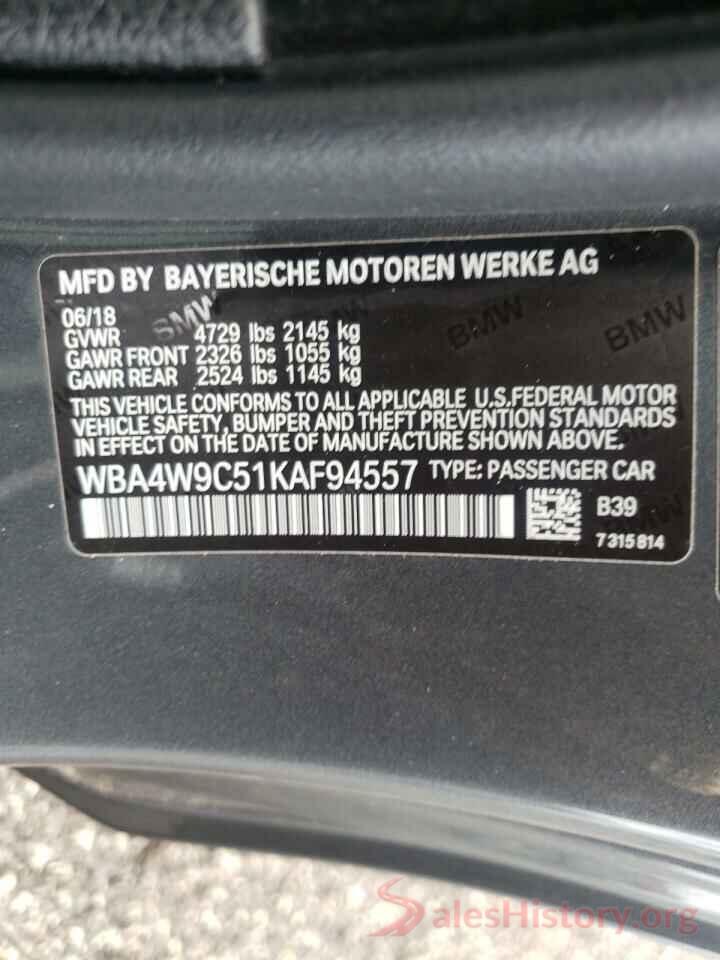 WBA4W9C51KAF94557 2019 BMW 4 SERIES