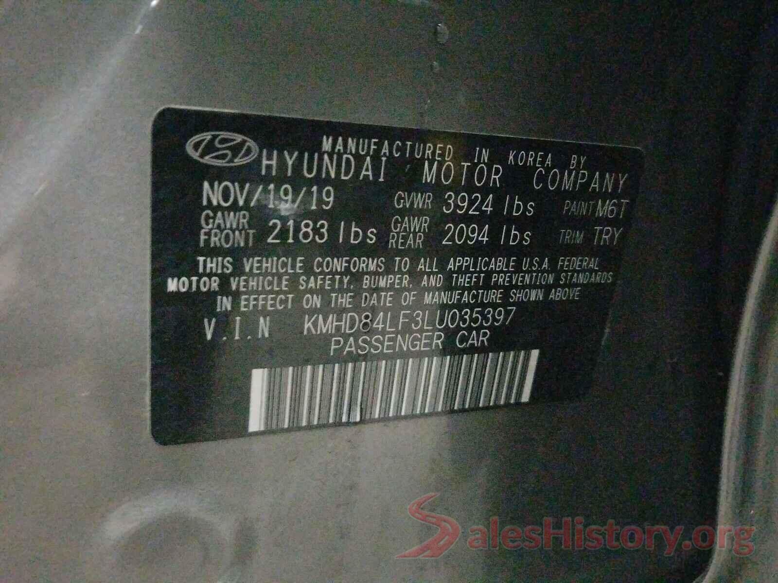 KMHD84LF3LU035397 2020 HYUNDAI ELANTRA