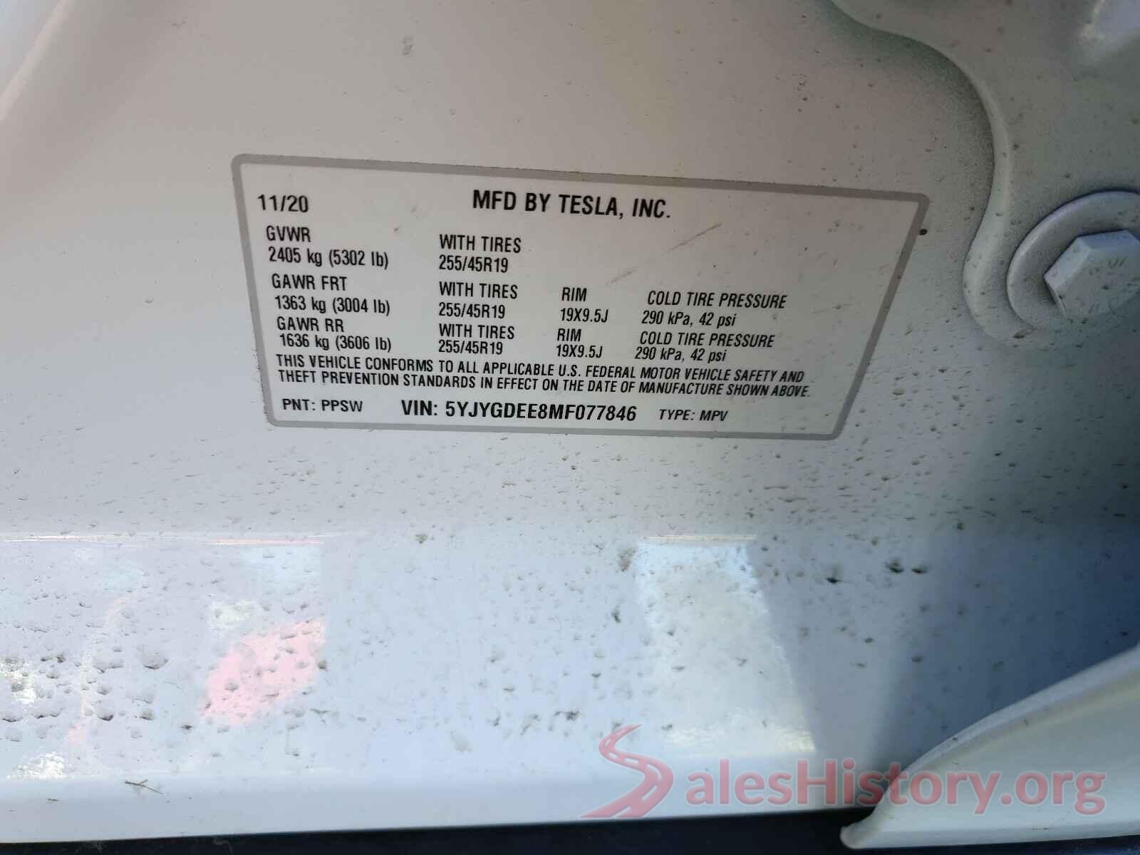 5YJYGDEE8MF077846 2021 TESLA MODEL Y