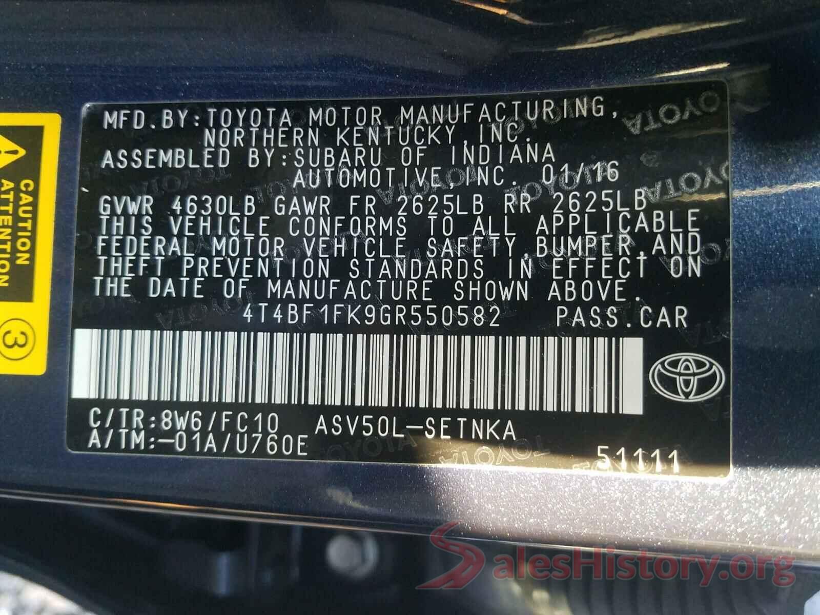 4T4BF1FK9GR550582 2016 TOYOTA CAMRY