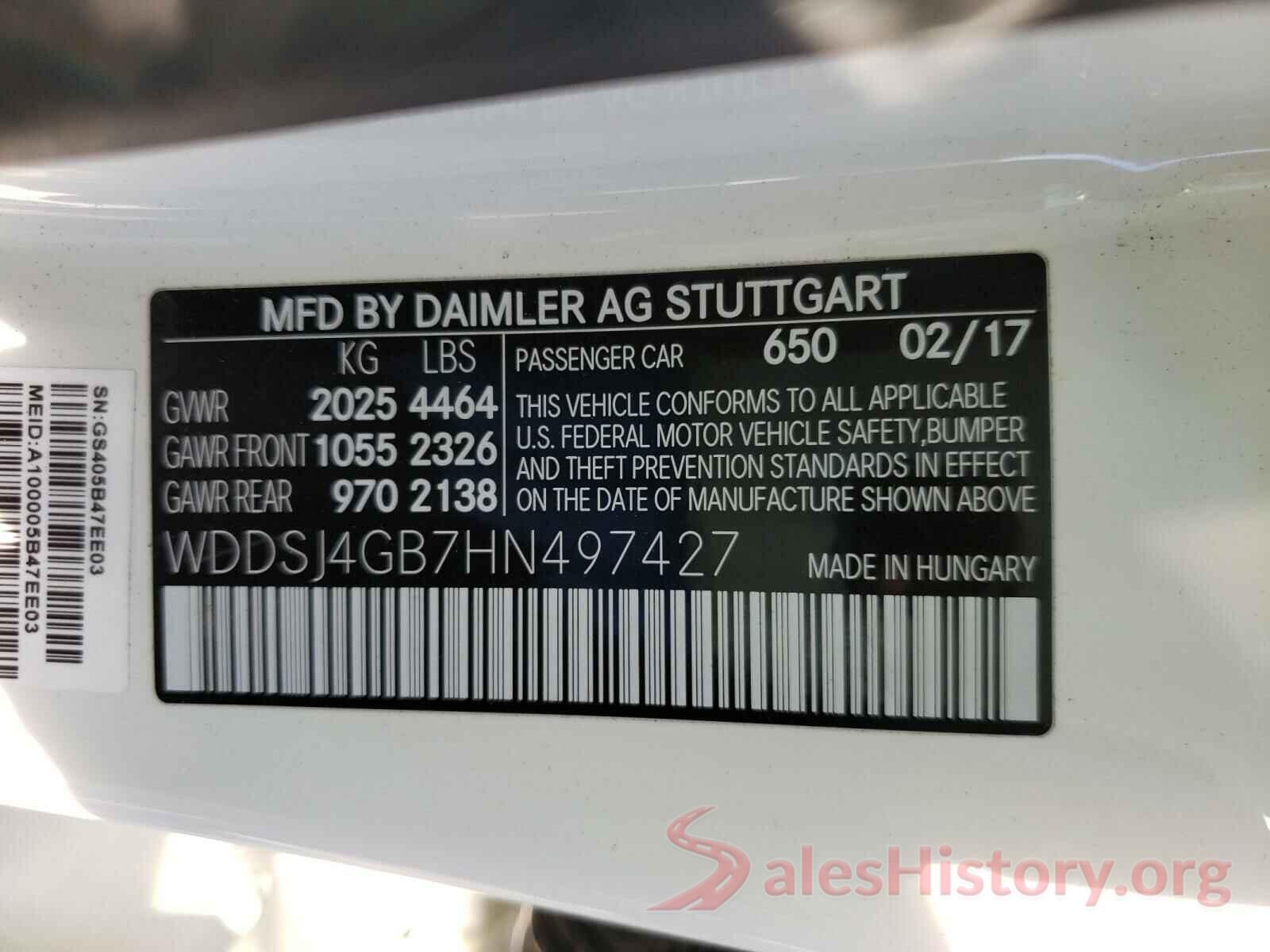 WDDSJ4GB7HN497427 2017 MERCEDES-BENZ C CLASS