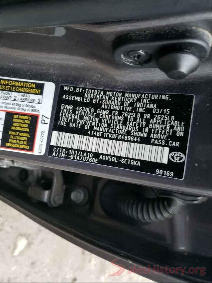 4T4BF1FK8FR489644 2015 TOYOTA CAMRY