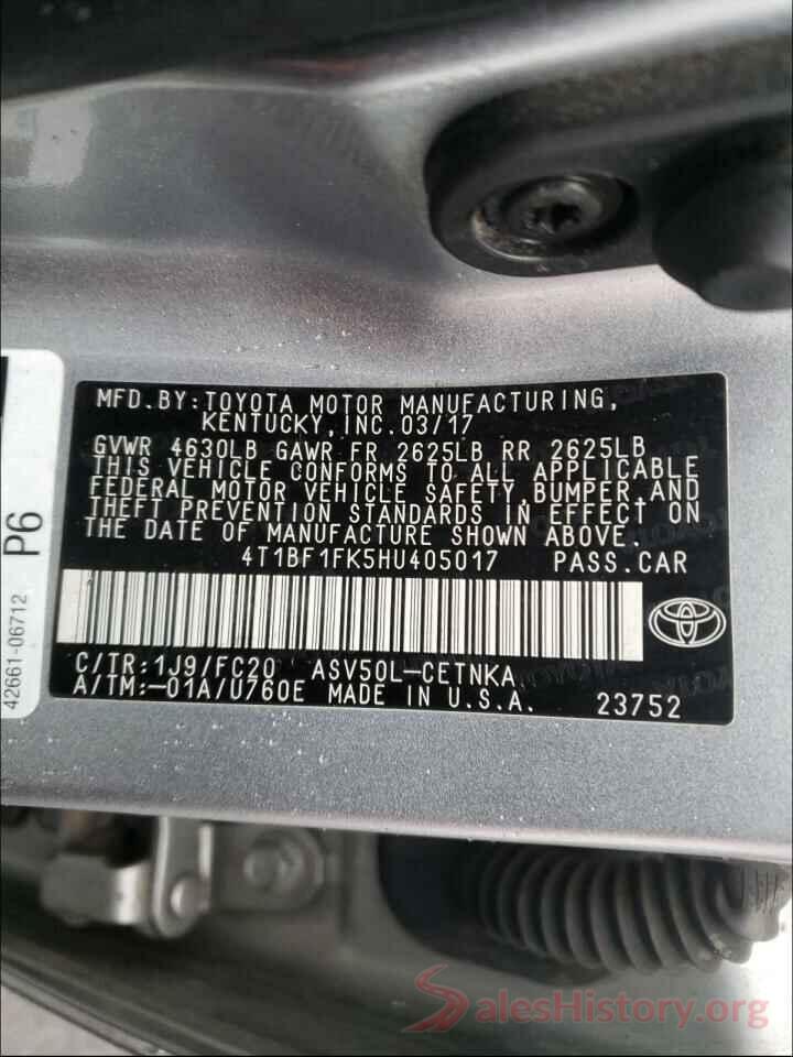 4T1BF1FK5HU405017 2017 TOYOTA CAMRY