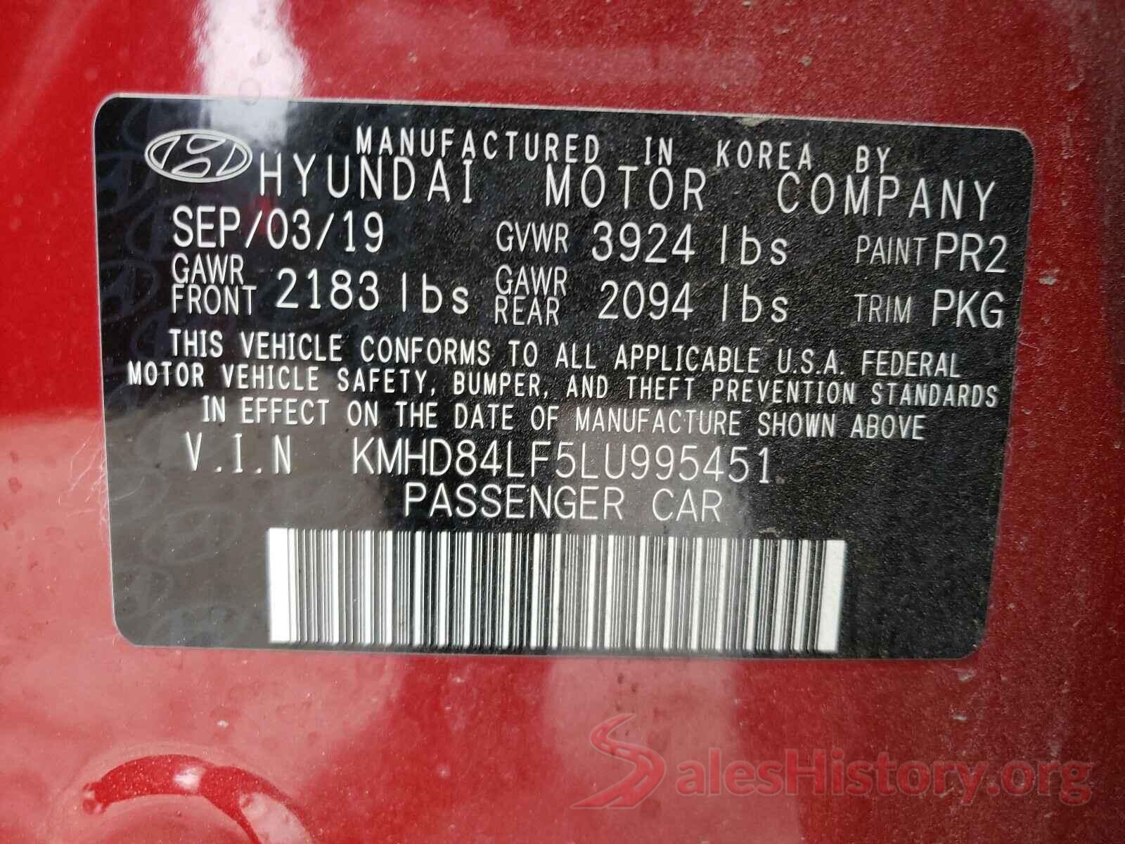 KMHD84LF5LU995451 2020 HYUNDAI ELANTRA