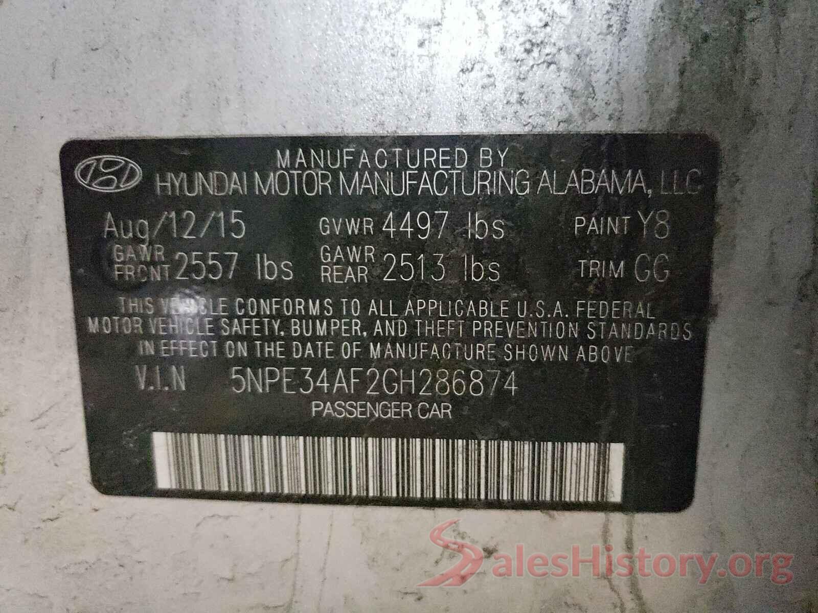 5NPE34AF2GH286874 2016 HYUNDAI SONATA