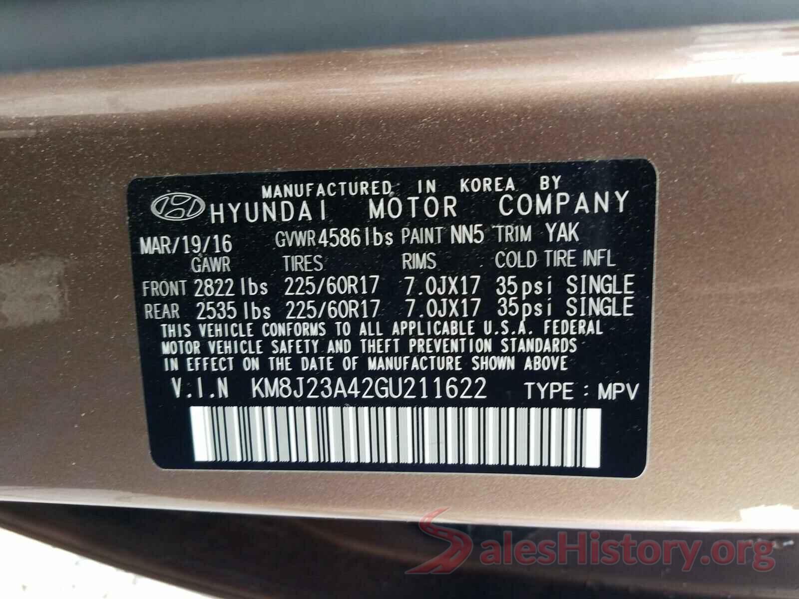 KM8J23A42GU211622 2016 HYUNDAI TUCSON