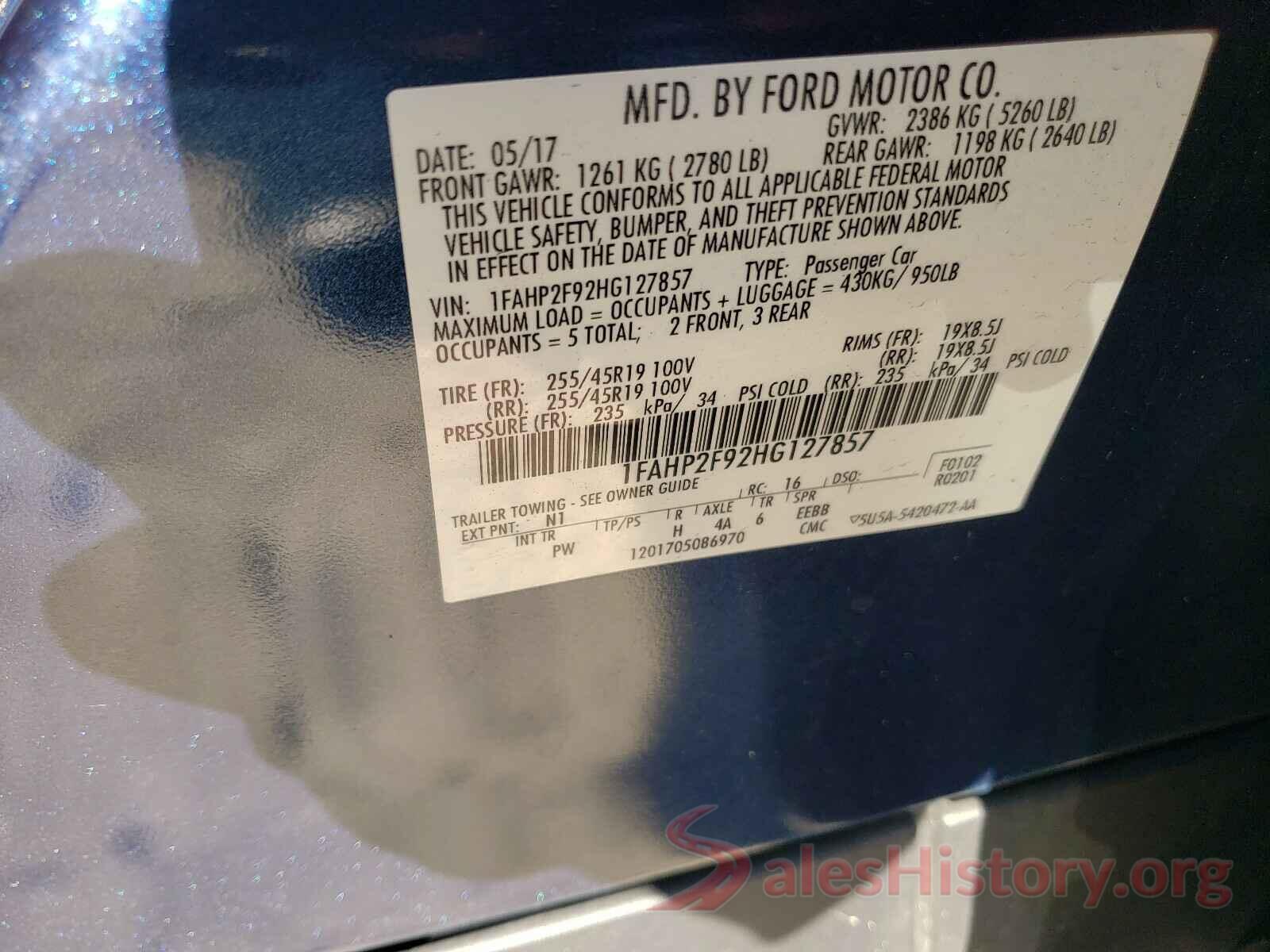 1FAHP2F92HG127857 2017 FORD TAURUS