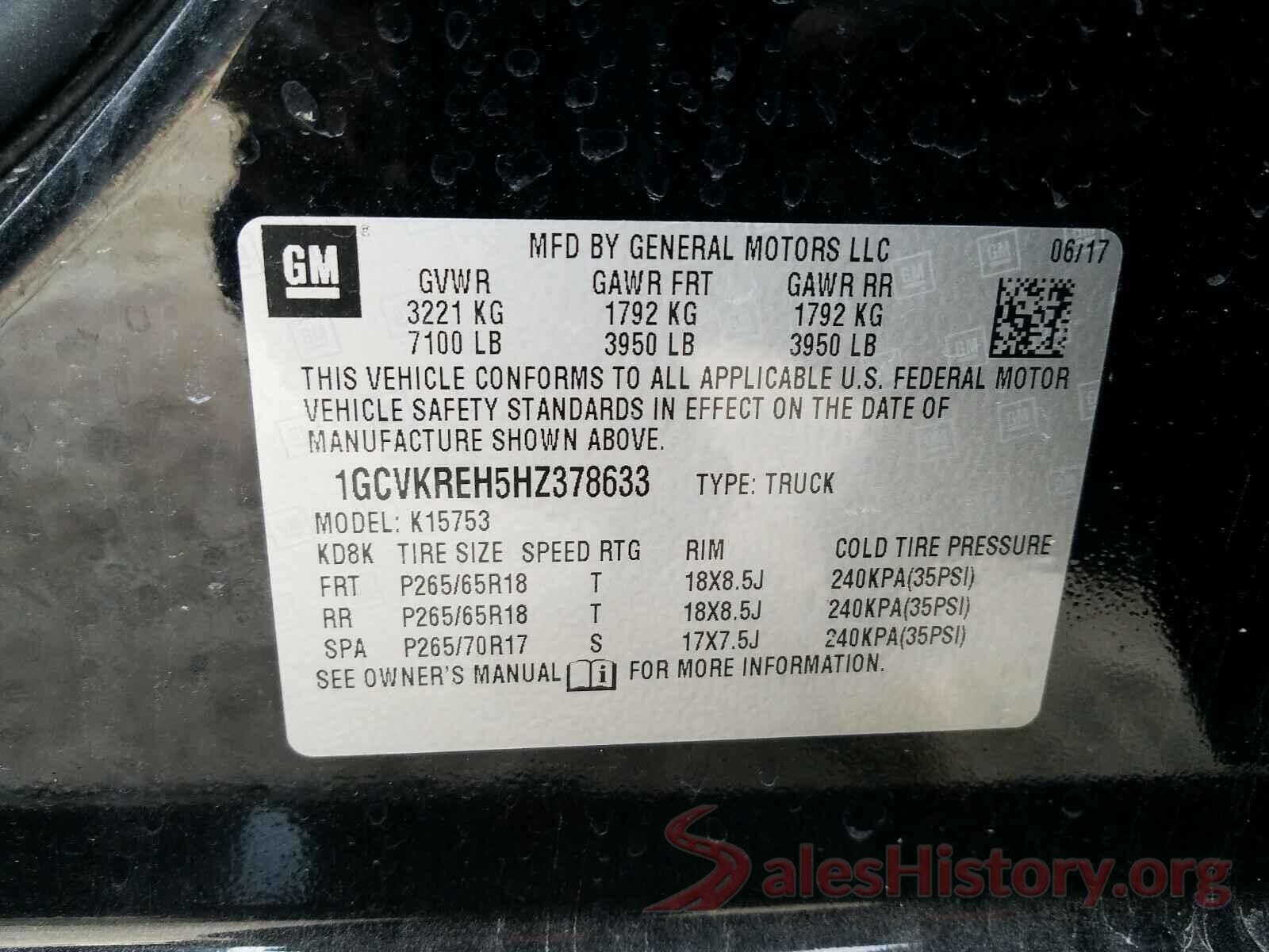 1GCVKREH5HZ378633 2017 CHEVROLET SILVERADO