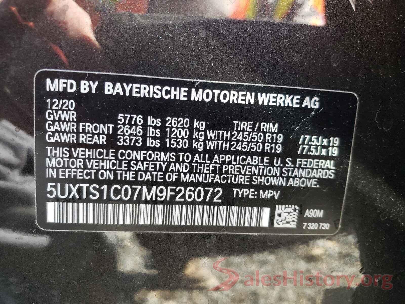 5UXTS1C07M9F26072 2021 BMW X3