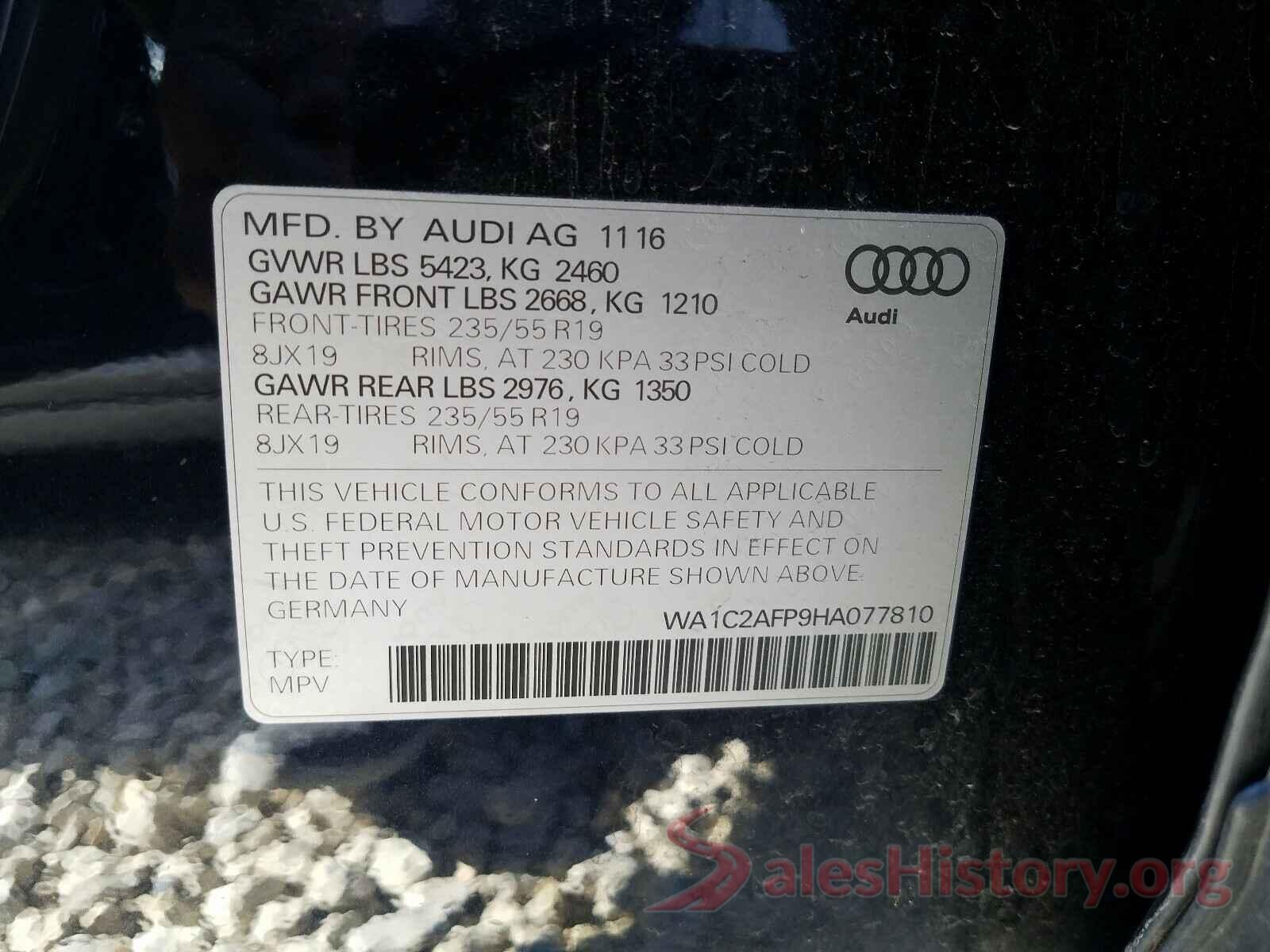 WA1C2AFP9HA077810 2017 AUDI Q5