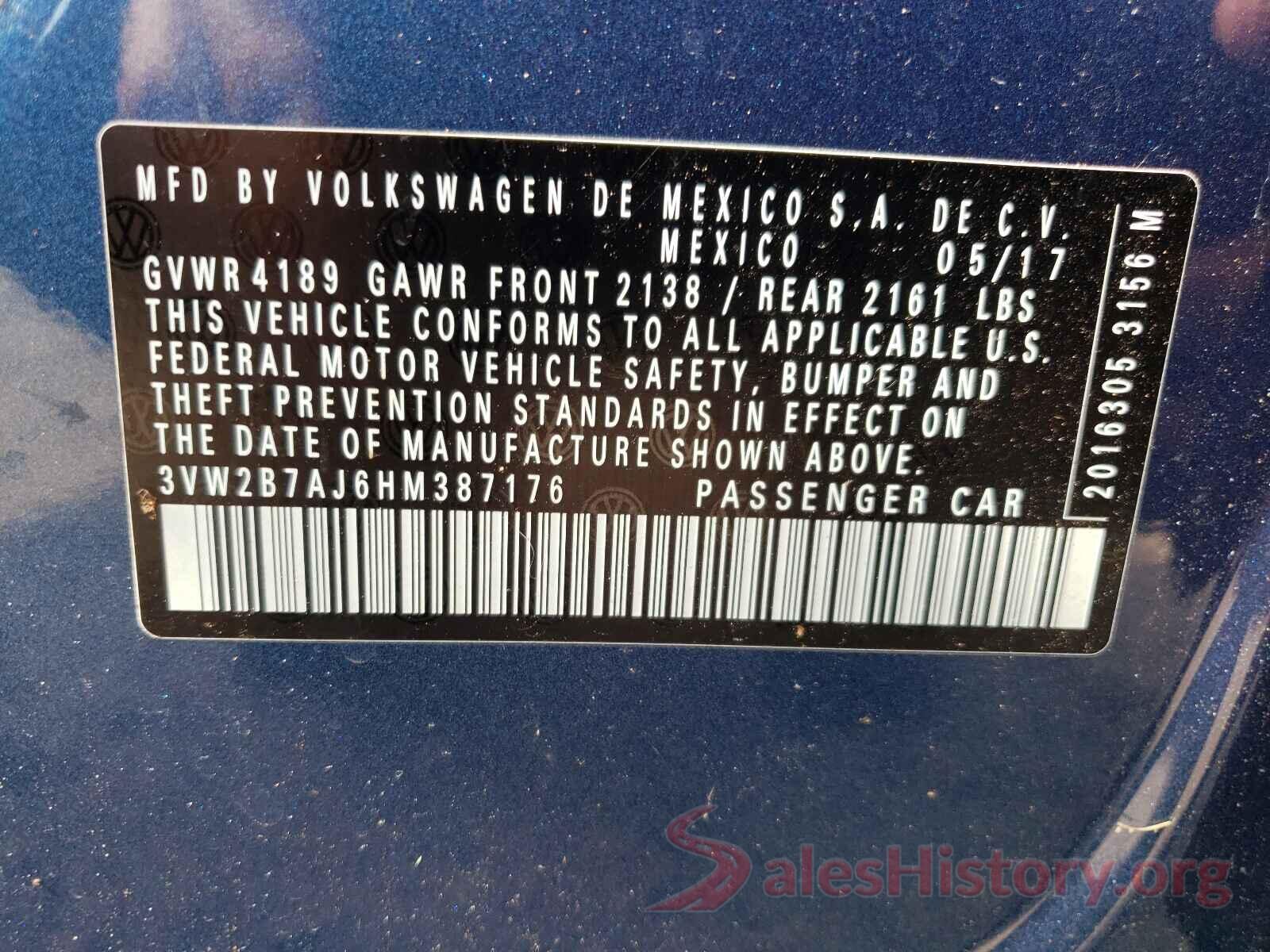 3VW2B7AJ6HM387176 2017 VOLKSWAGEN JETTA