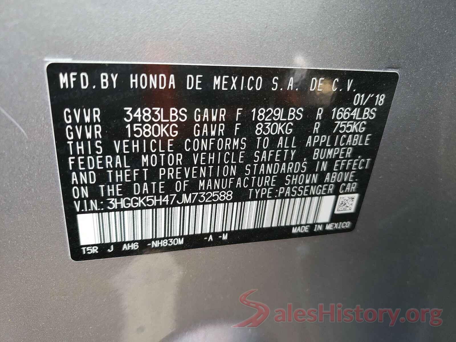 3HGGK5H47JM732588 2018 HONDA FIT