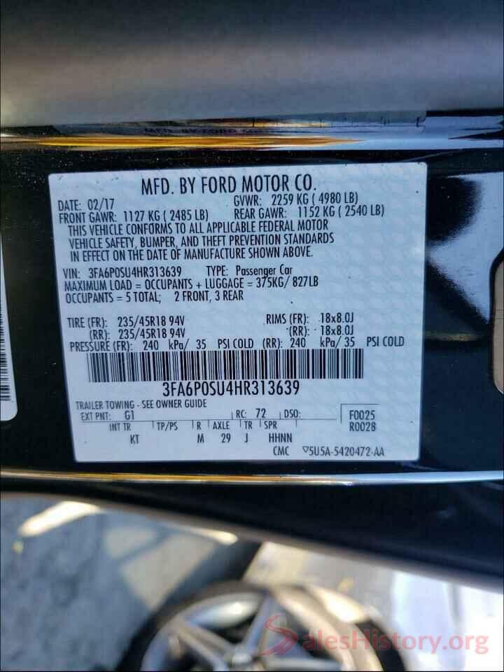 3FA6P0SU4HR313639 2017 FORD FUSION