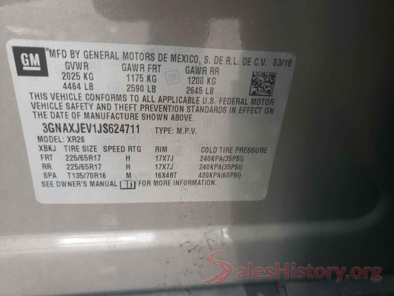 3GNAXJEV1JS624711 2018 CHEVROLET EQUINOX