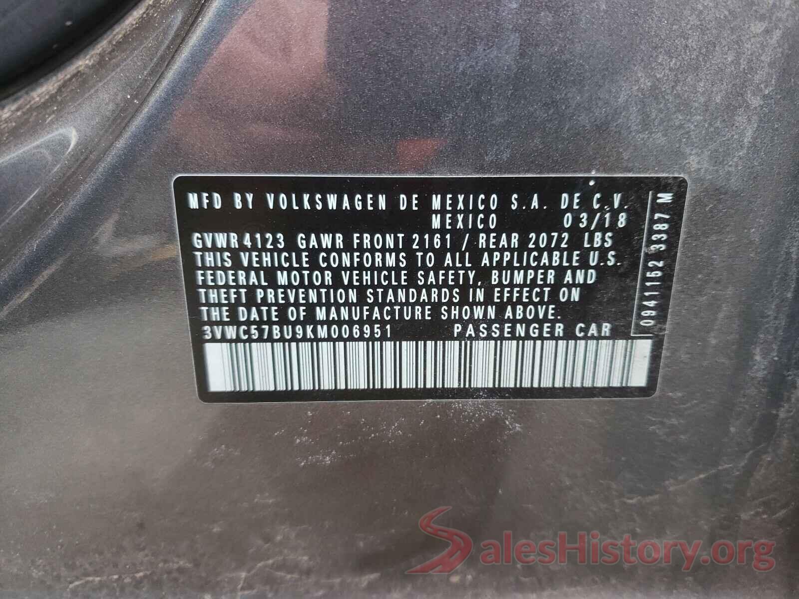 3VWC57BU9KM006951 2019 VOLKSWAGEN JETTA