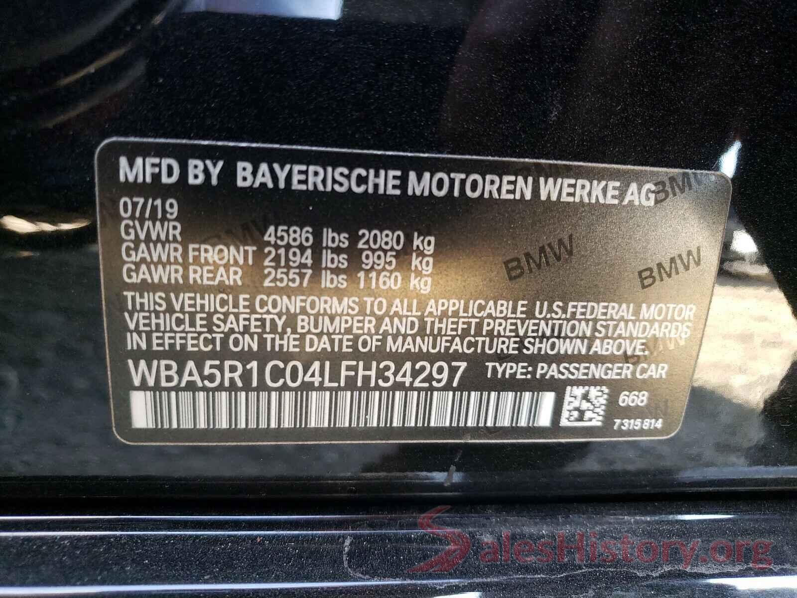 WBA5R1C04LFH34297 2020 BMW 3 SERIES