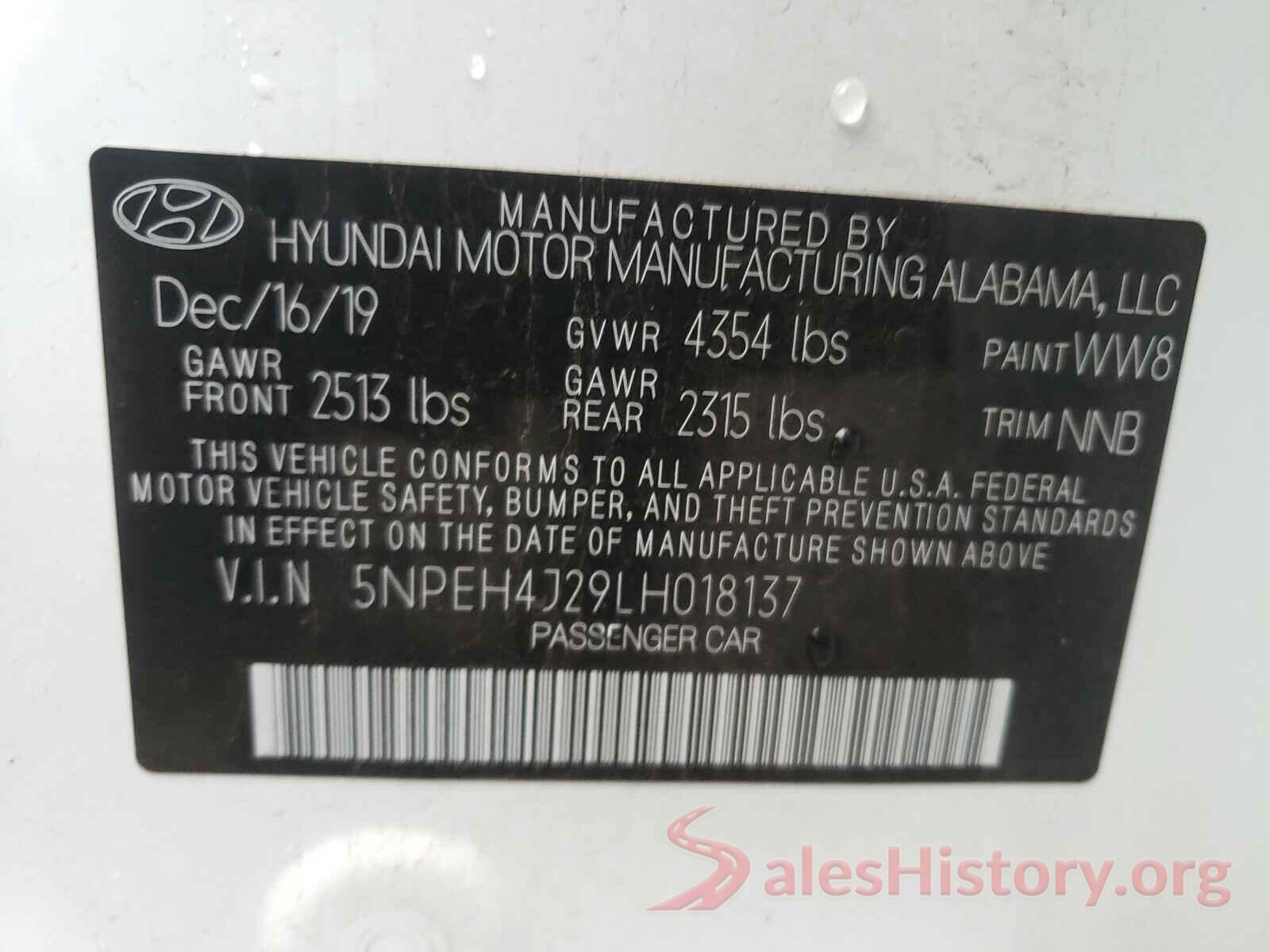 5NPEH4J29LH018137 2020 HYUNDAI SONATA