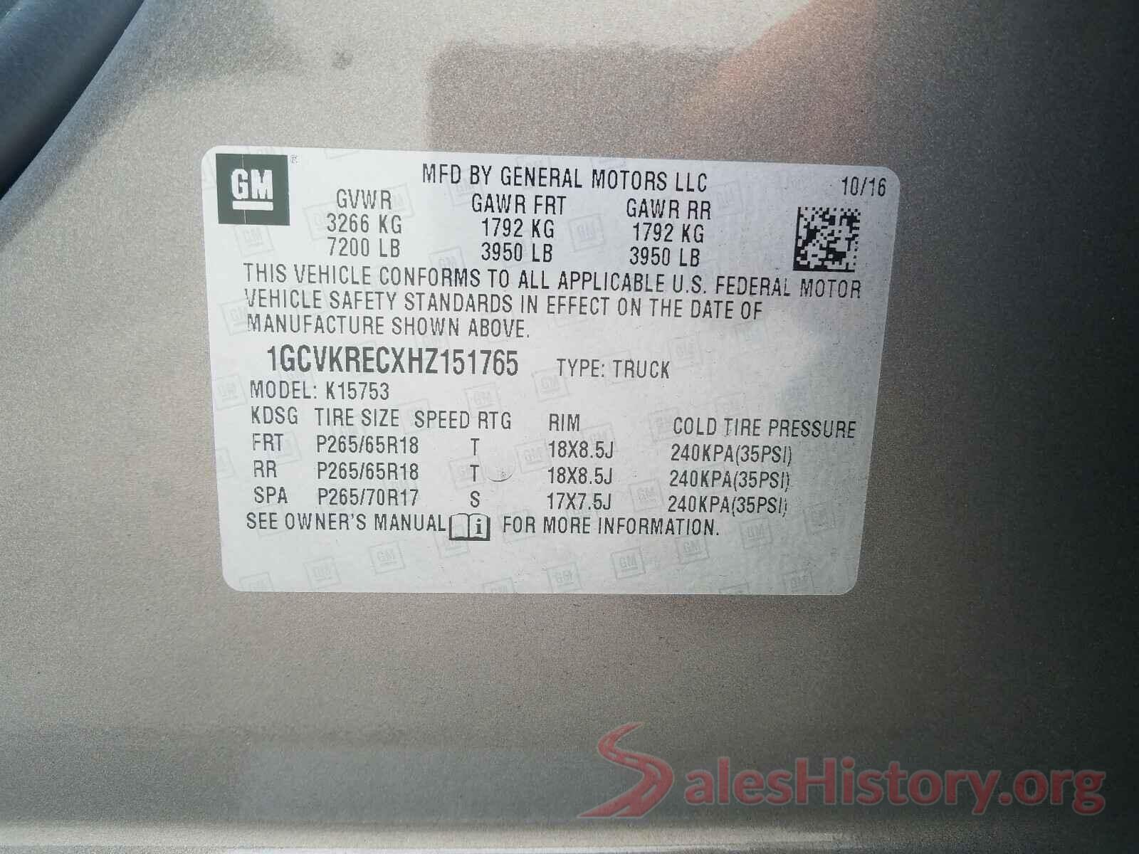 1GCVKRECXHZ151765 2017 CHEVROLET SILVERADO