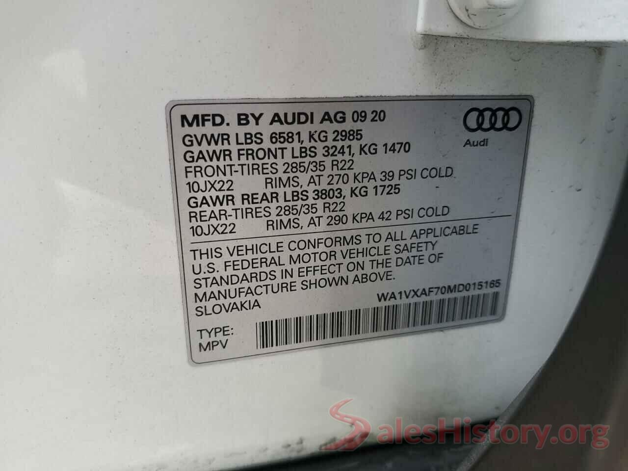 WA1VXAF70MD015165 2021 AUDI Q7